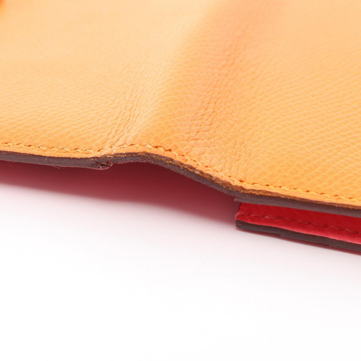 Hermes Orange Pink Epsom Leather Long Wallet (Bi-Fold) (Pre-Owned)