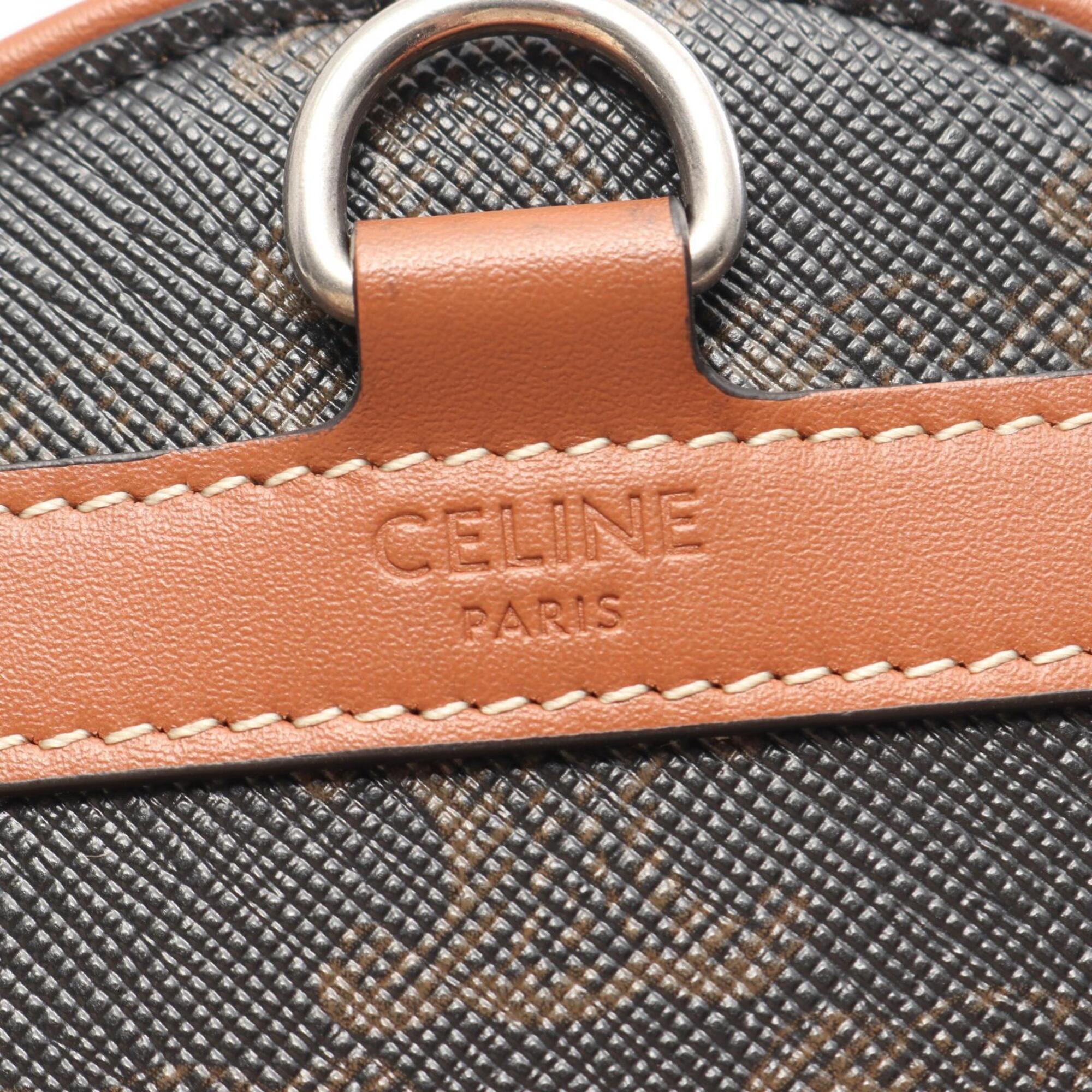 Celine Black Brown Coated Canvas Leather Handbag Shoulder Bag (Pre-Owned)