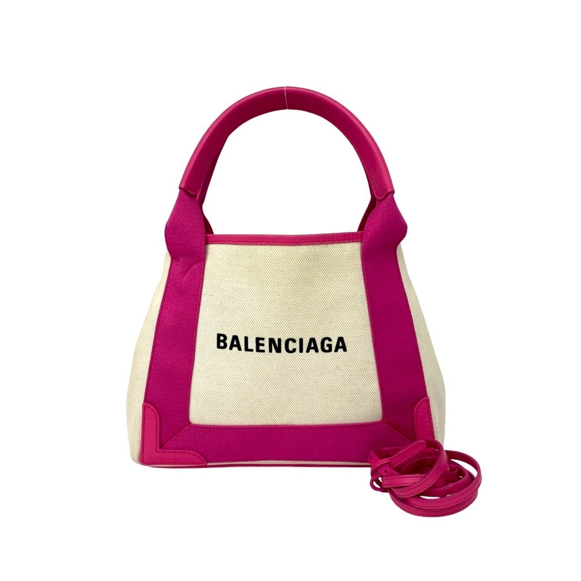 Balenciaga Ivory Pink Canvas Leather Handbag Pouch Shoulder Bag (Pre-Owned)