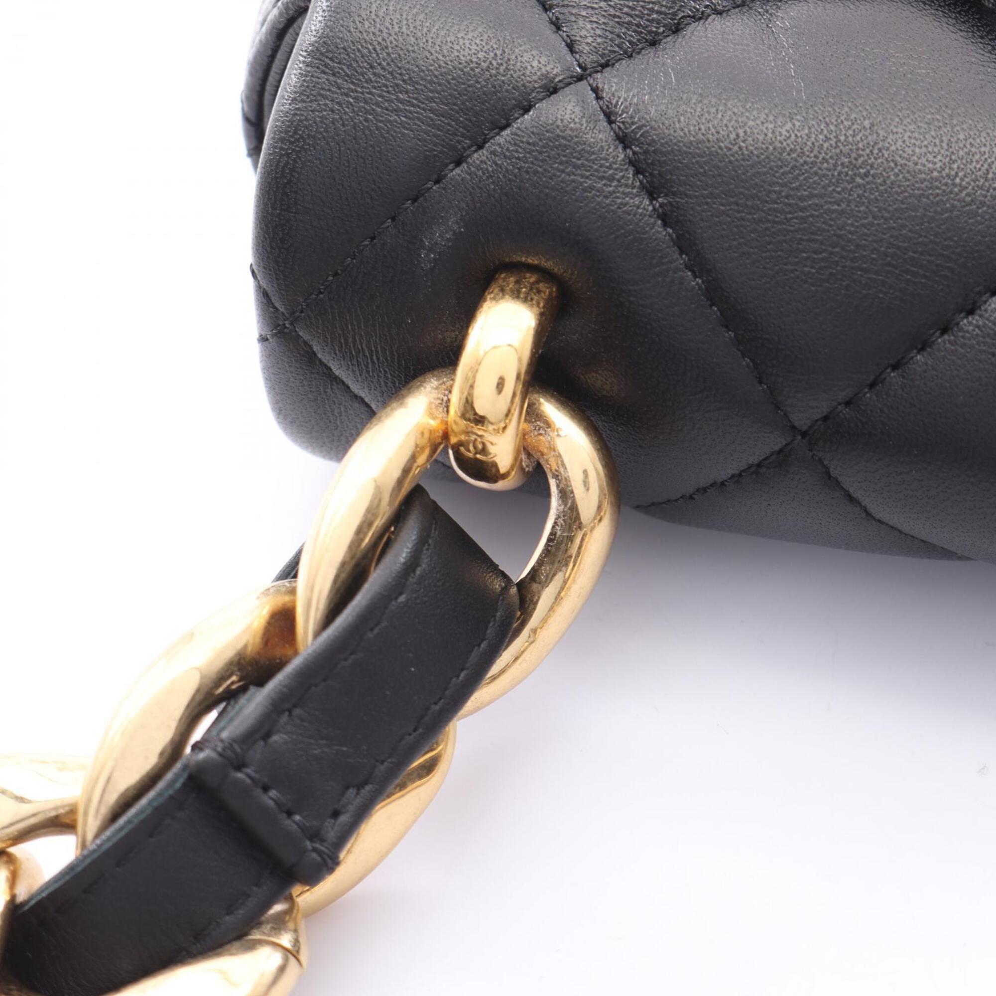 Chanel Black Leather Handbag Shoulder Bag (Pre-Owned)
