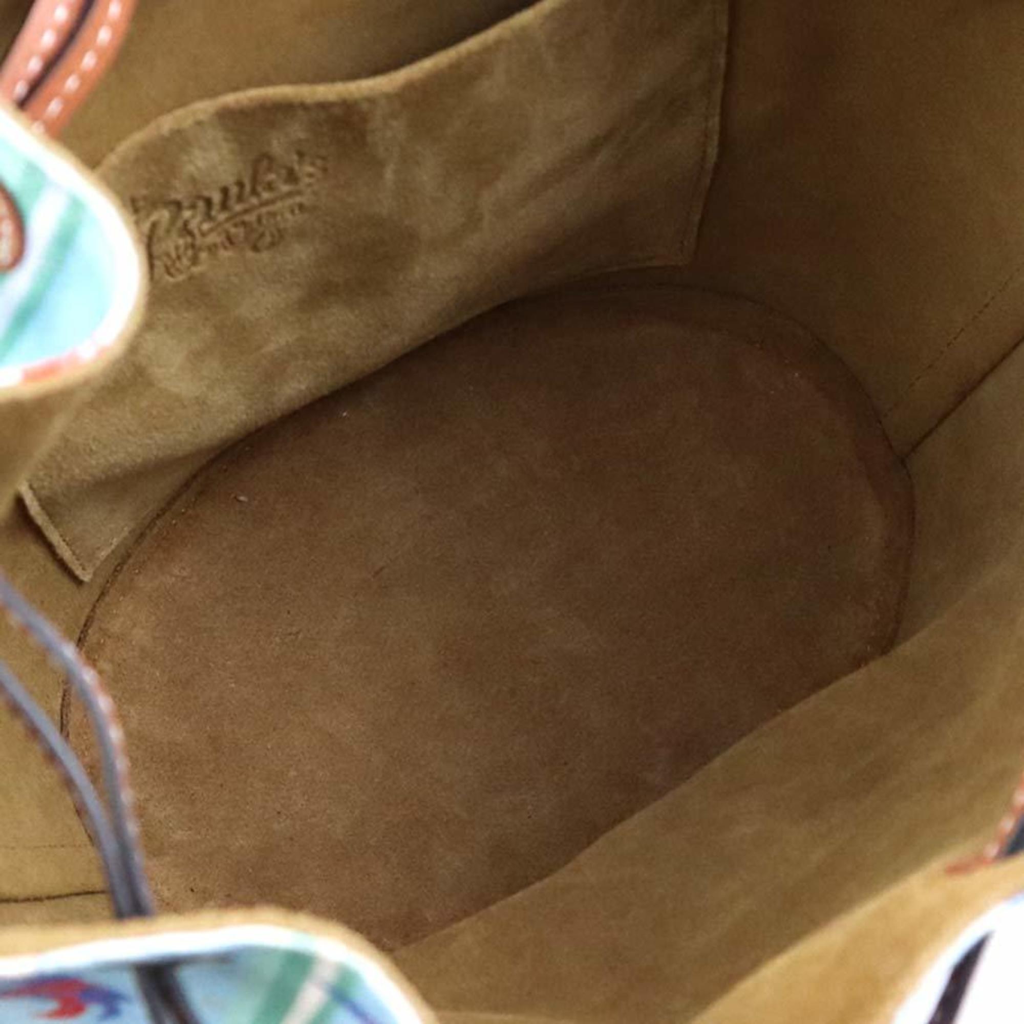 Loewe Blue Brown Canvas Leather Shoulder Bag (Pre-Owned)