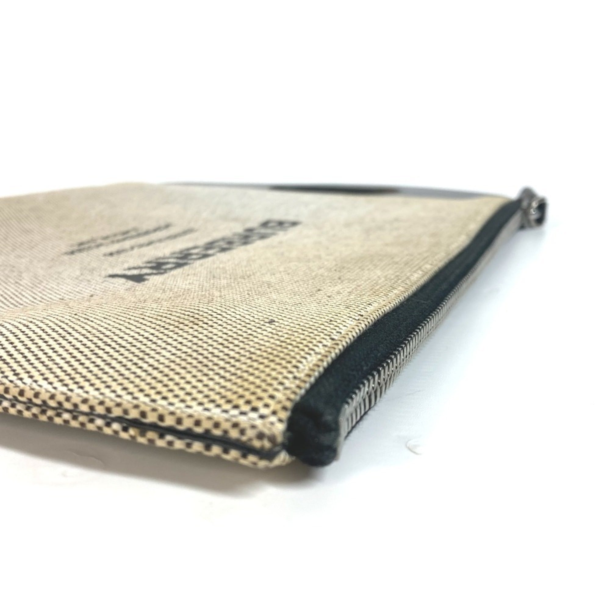 Burberry Black Gray Canvas Leather Clutch Bag Handbag (Pre-Owned)