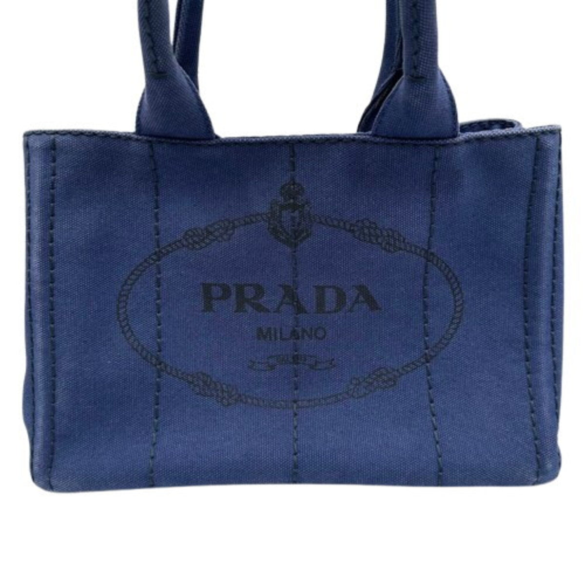 Prada Canapa Blue Canvas Handbag (Pre-Owned)