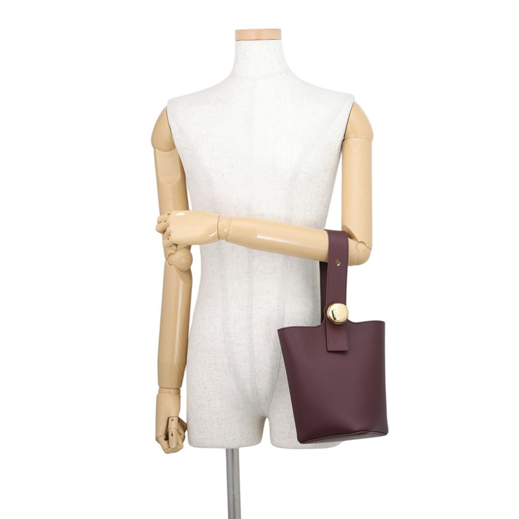 Loewe Bordeaux Leather Handbag Shoulder Bag (Pre-Owned)