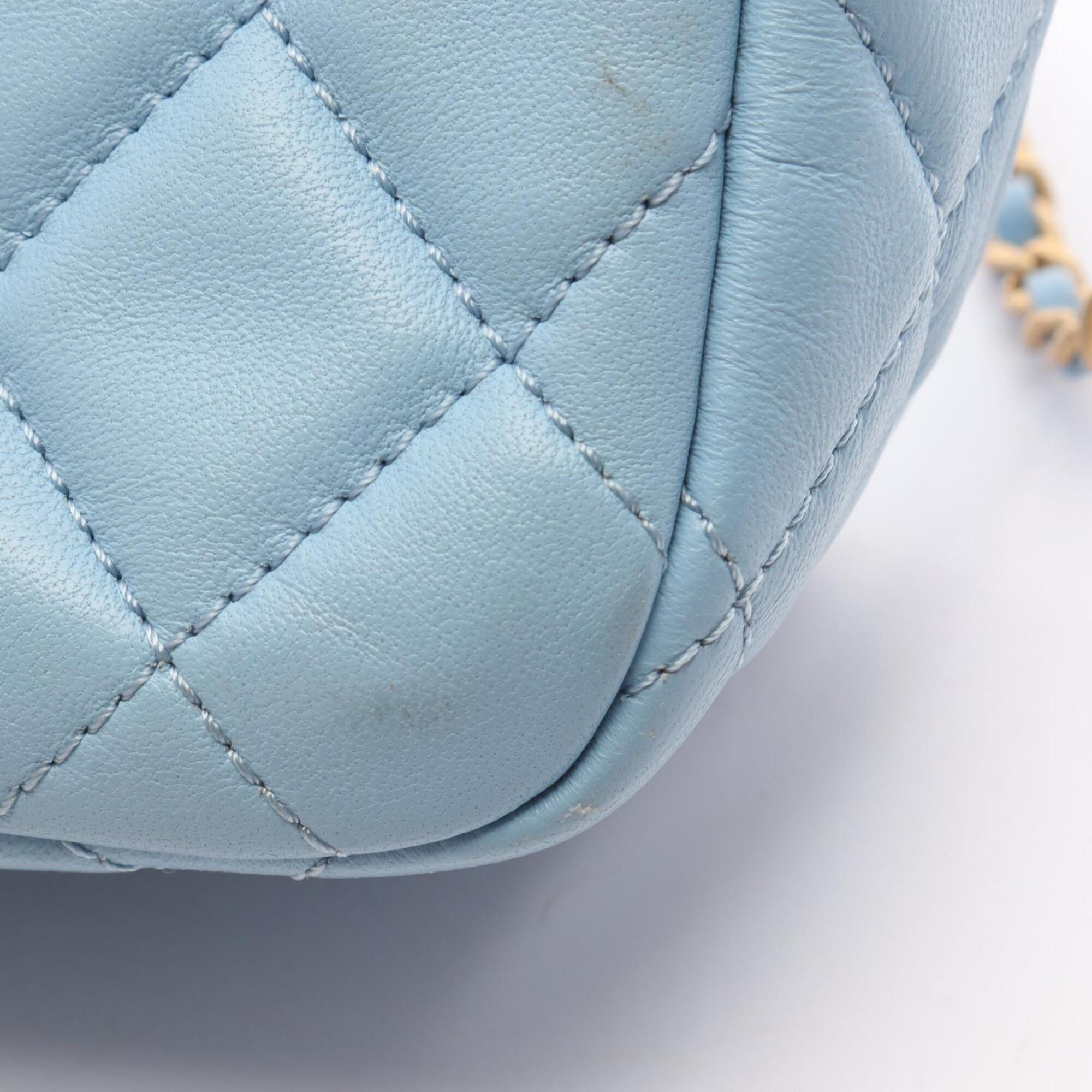 Chanel Blue Leather Handbag Shoulder Bag (Pre-Owned)