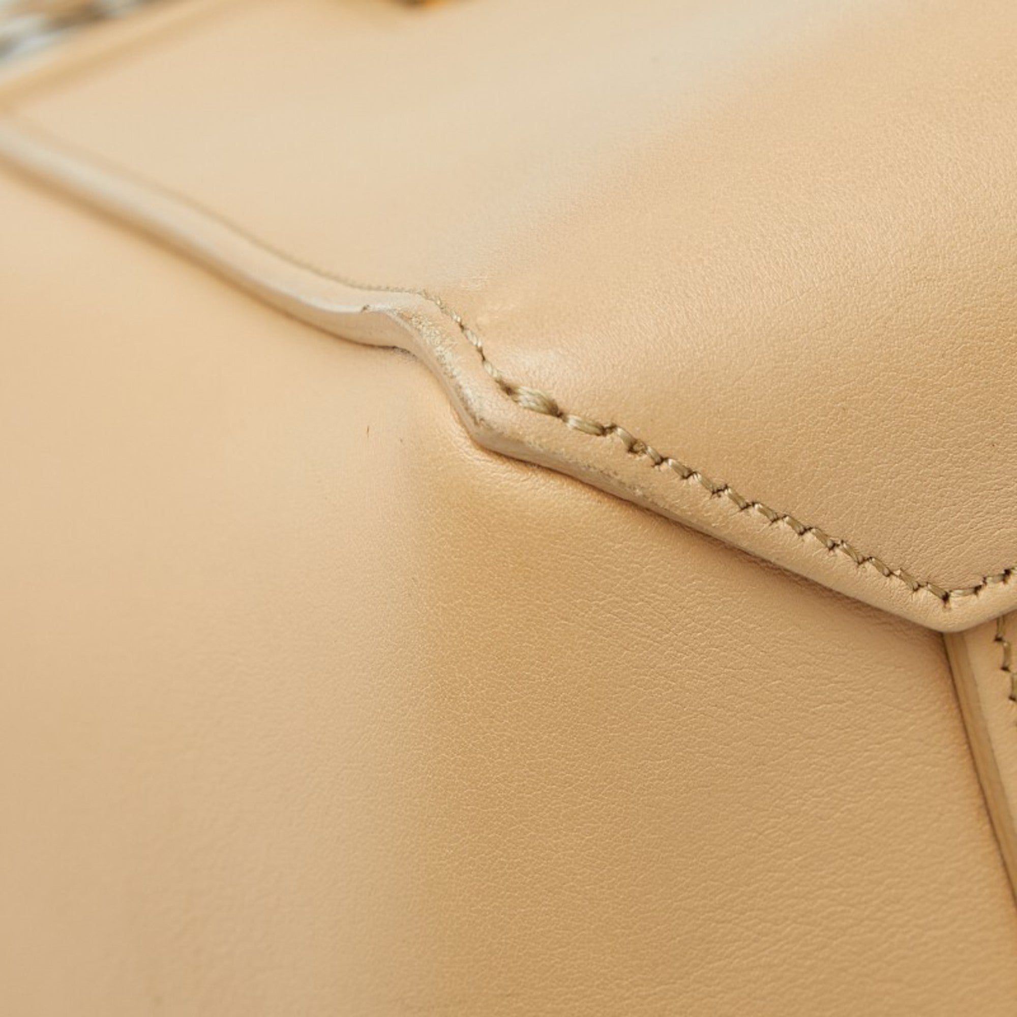 Celine Beige Black Leather Handbag Shoulder Bag (Pre-Owned)
