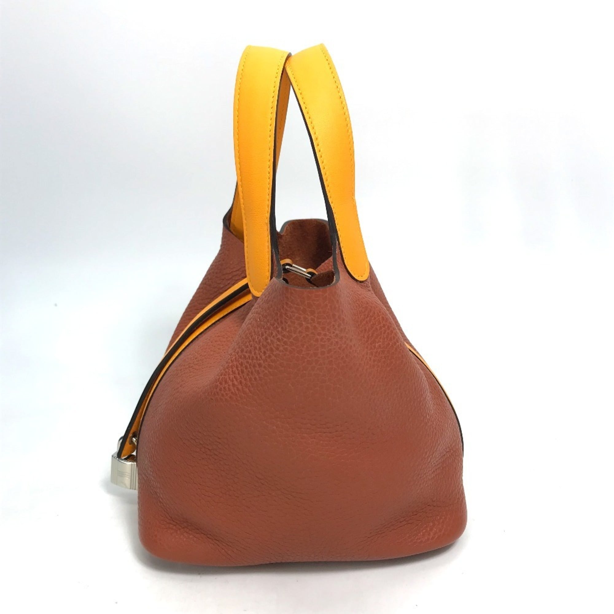 Hermes Bicolor Brown Orange Togo Leather Swift Leather Handbag Tote Bag (Pre-Owned)