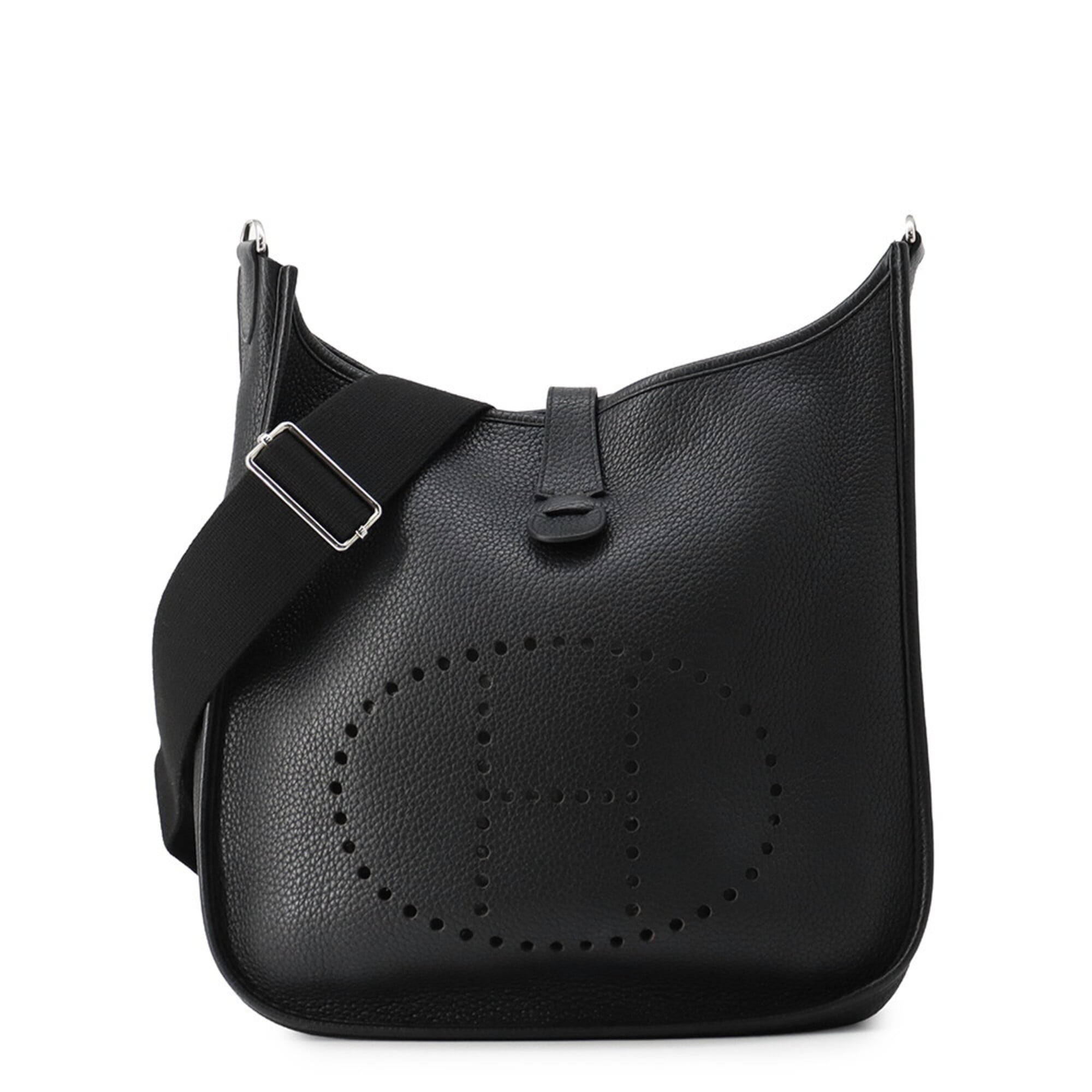 Hermes Evelyne Black Taurillon Clemence Leather Handbag Shoulder Bag (Pre-Owned)