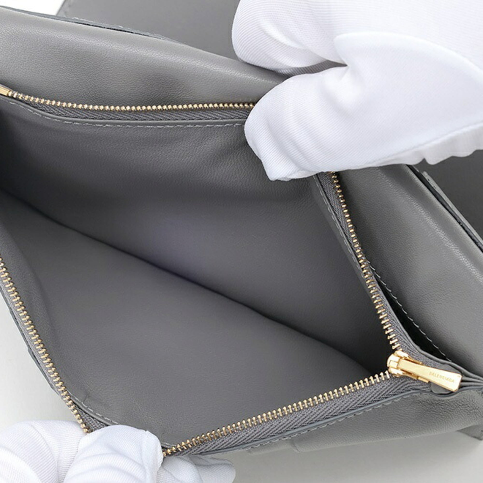 Balenciaga Black Gray Leather Long Wallet (Bi-Fold) (Pre-Owned)