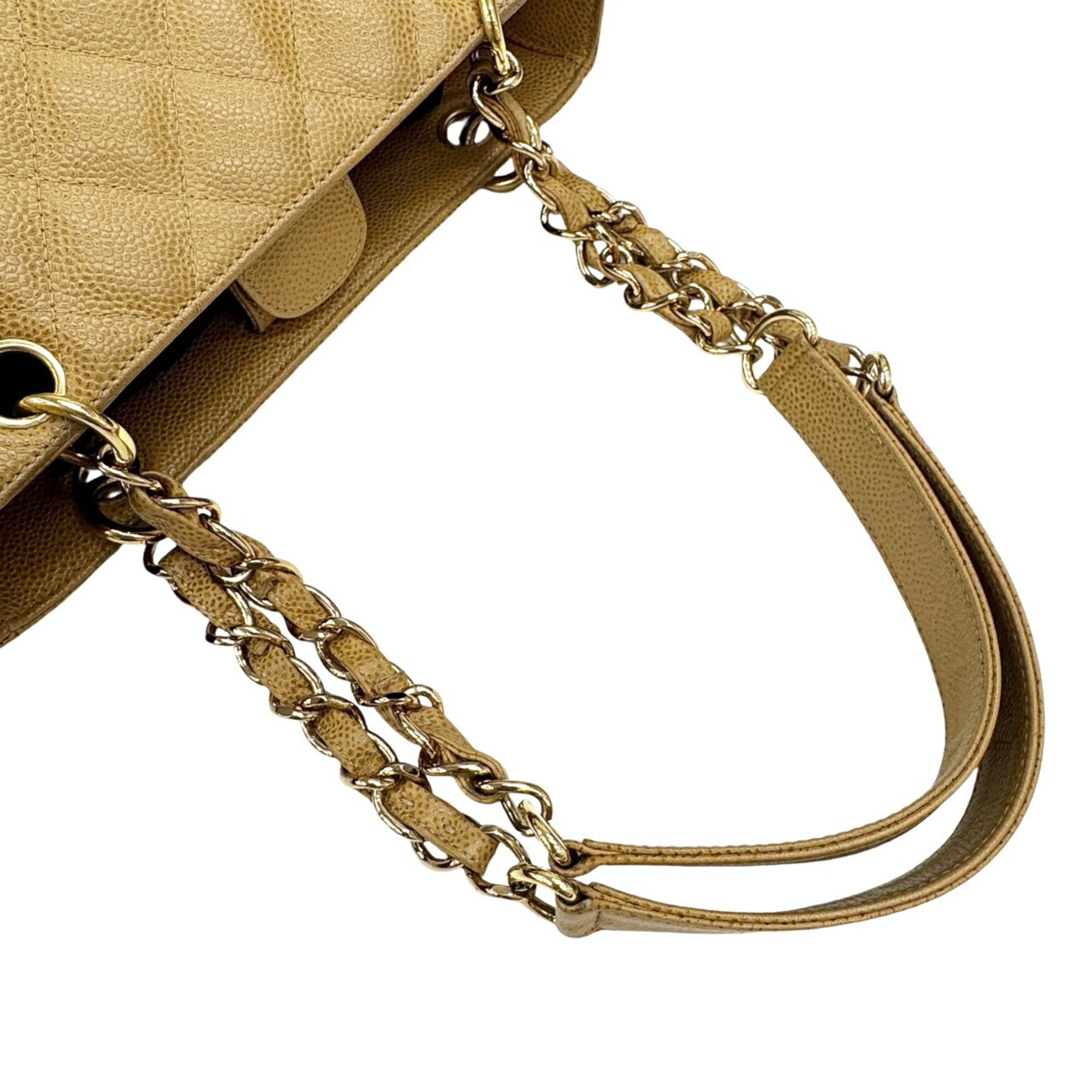 Chanel Beige Grained Calfskin Tote Bag (Pre-Owned)