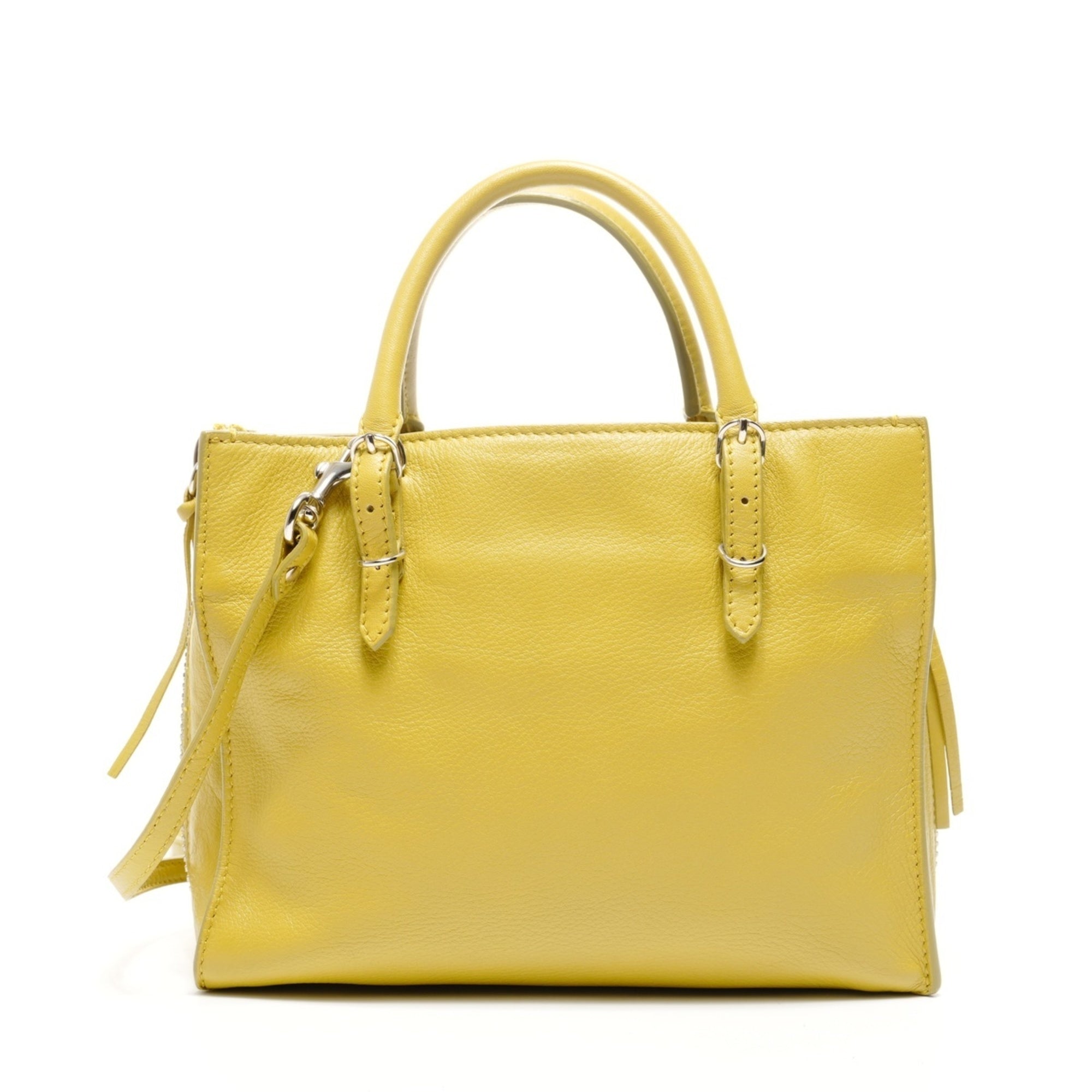 Balenciaga Paper Yellow Leather Shoulder Bag (Pre-Owned)
