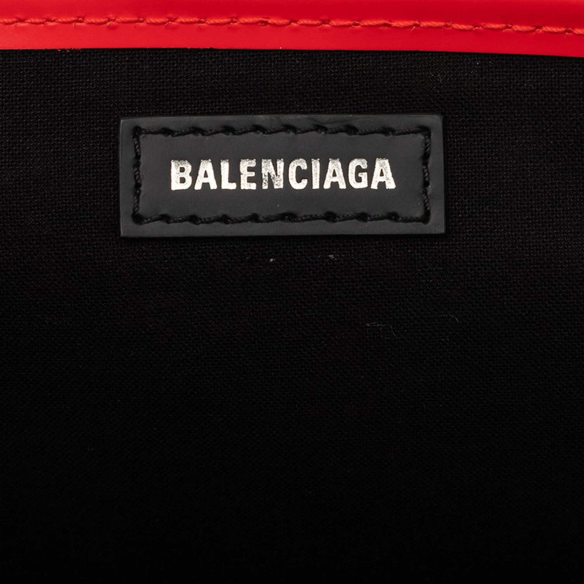Balenciaga Red Color Canvas Leather Handbag Pouch Tote Bag (Pre-Owned)