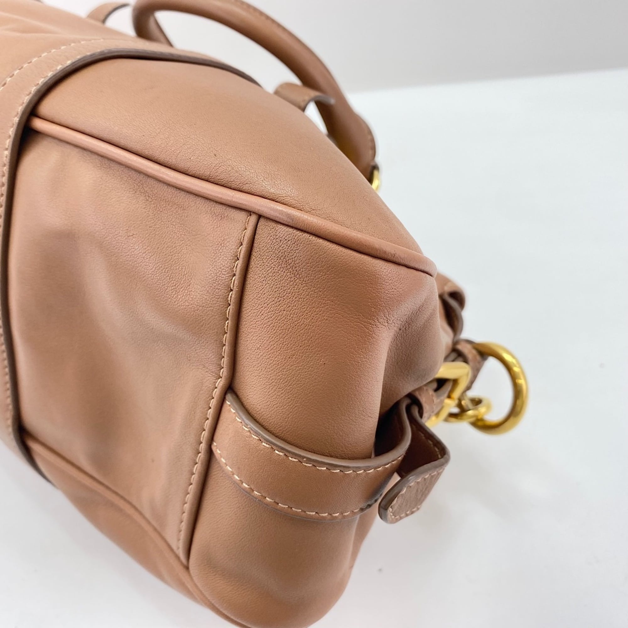 Prada Brown Boston Bag Handbag (Pre-Owned)