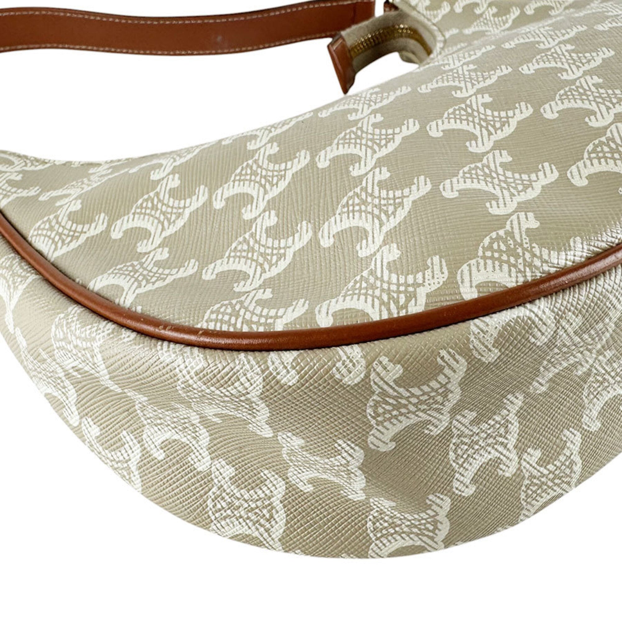 Celine Brown Grayish Coated Canvas Leather Handbag (Pre-Owned)