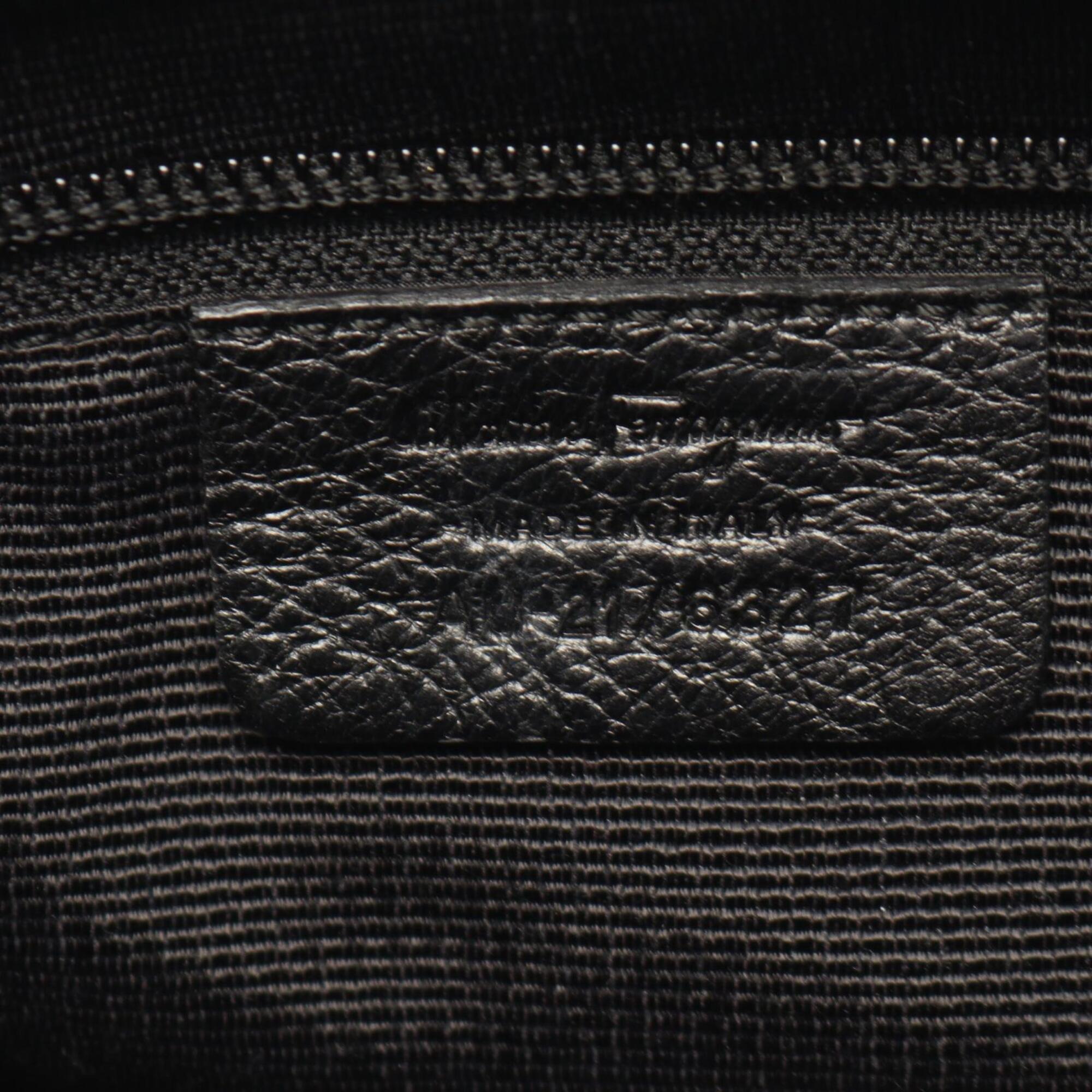 Salvatore Ferragamo Black Canvas Leather Handbag Tote Bag (Pre-Owned)