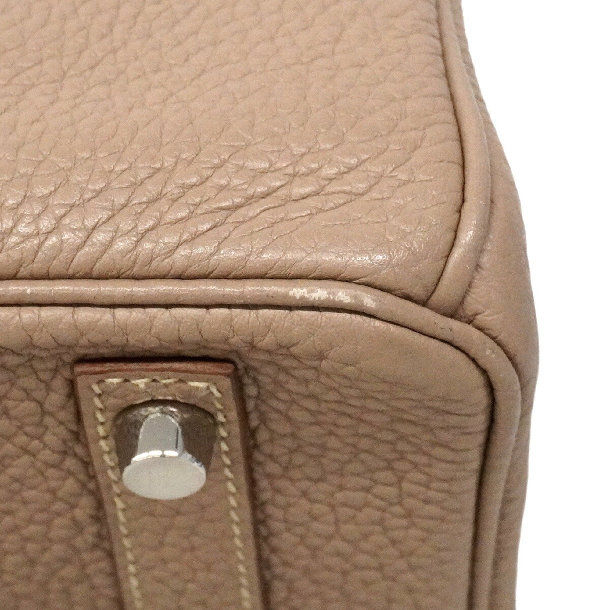 Hermes Gris Tourterelle Mustard Sanguine Taurillon Clemence Leather Handbag (Pre-Owned)