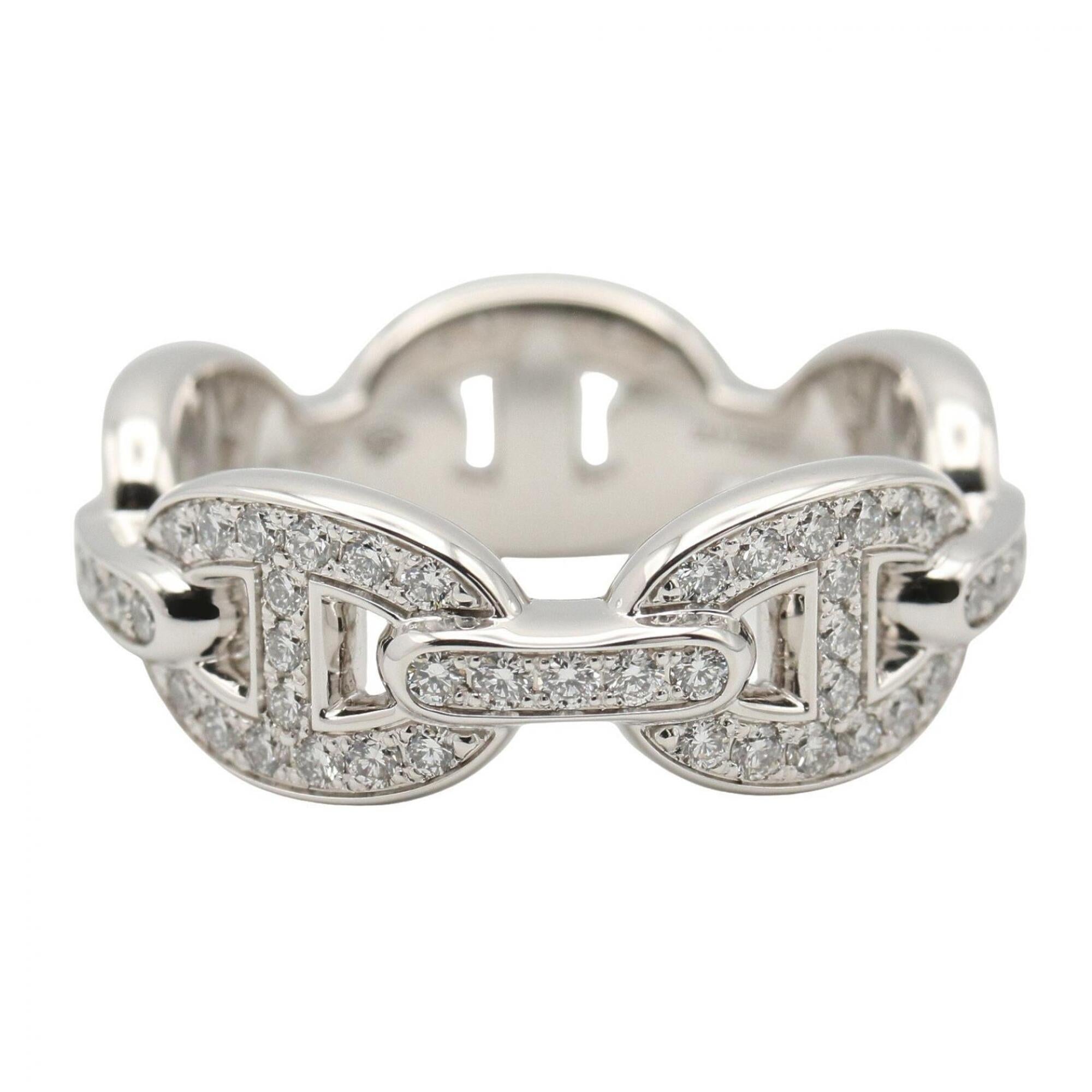 Hermes Silver Clear White Gold (18K) Band Ring (Pre-Owned)