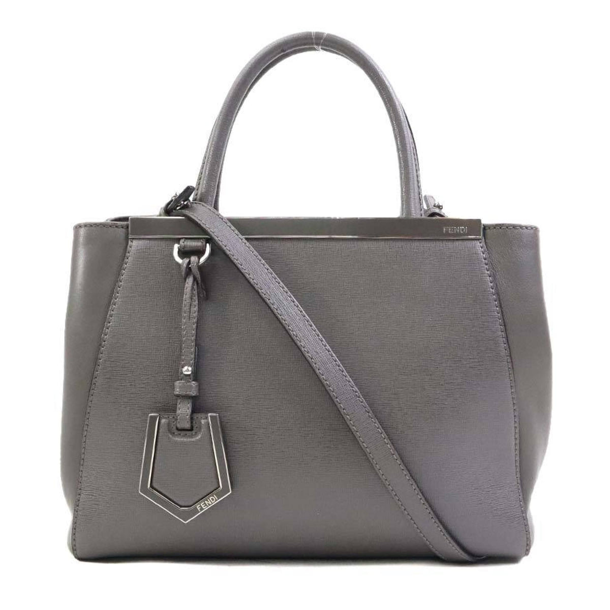 Fendi Gray Leather Handbag Shoulder Bag (Pre-Owned)