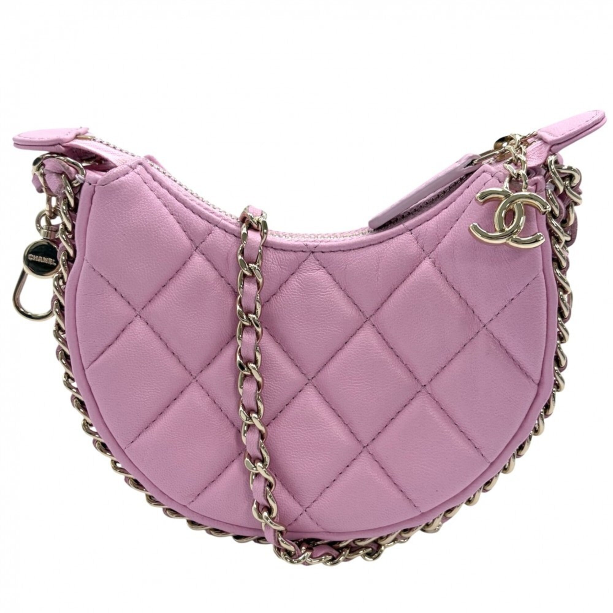 Chanel Pink Leather Pochette Shoulder Bag (Pre-Owned)
