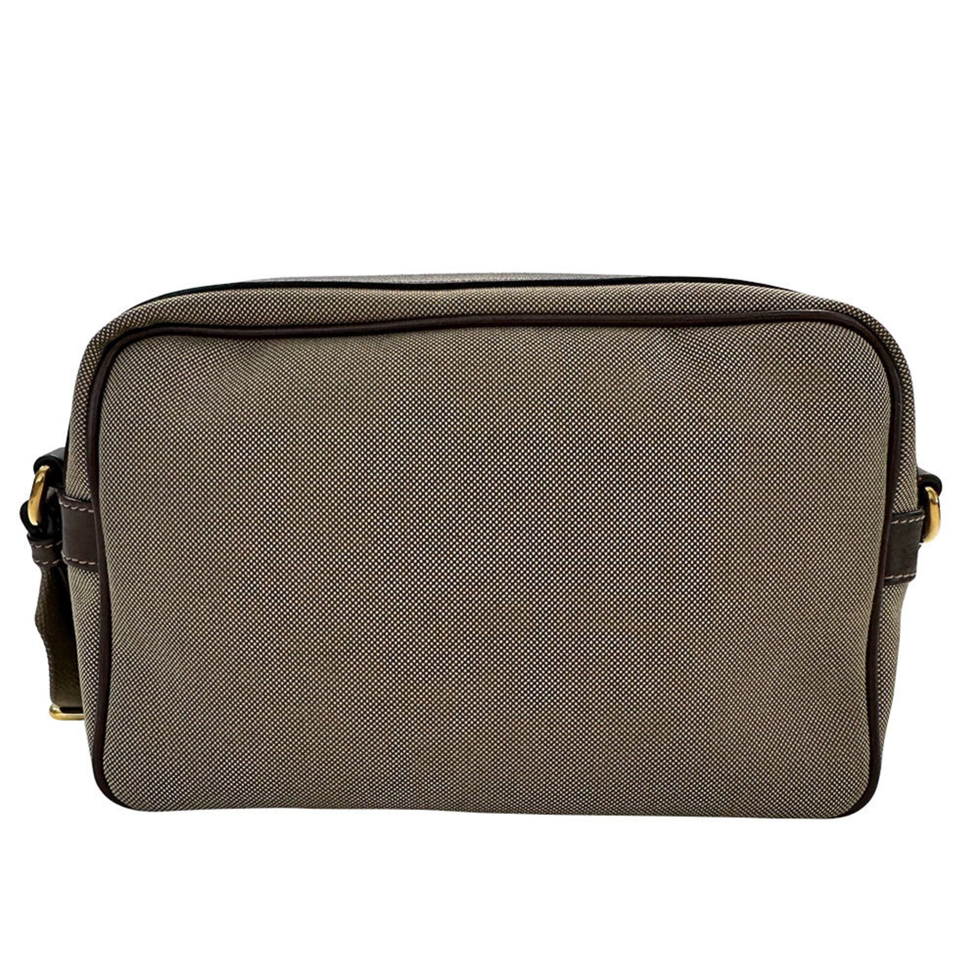 Prada Beige Brown Nylon Canvas Handbag Shoulder Bag (Pre-Owned)