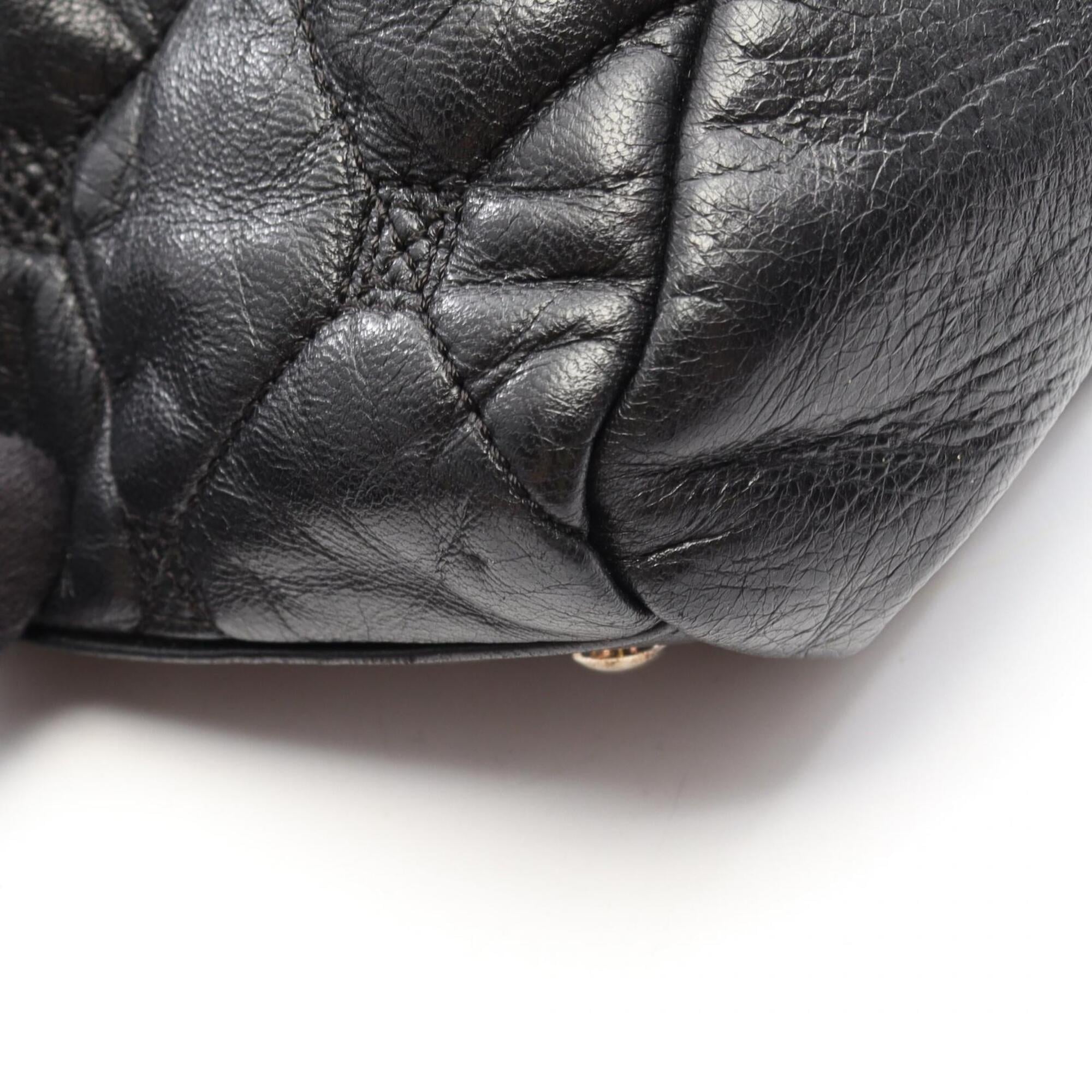 Chanel Black Leather Boston Bag Handbag (Pre-Owned)