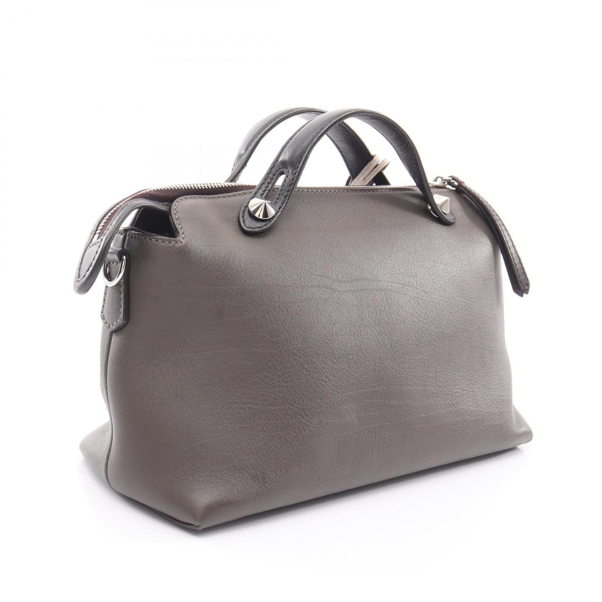 Fendi Black Gray Leather Handbag (Pre-Owned)