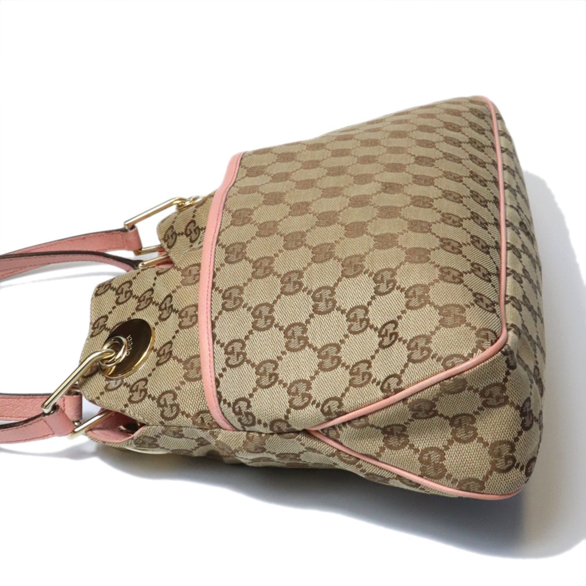 Gucci Beige Beige Pink Gg Canvas Tote Bag (Pre-Owned)