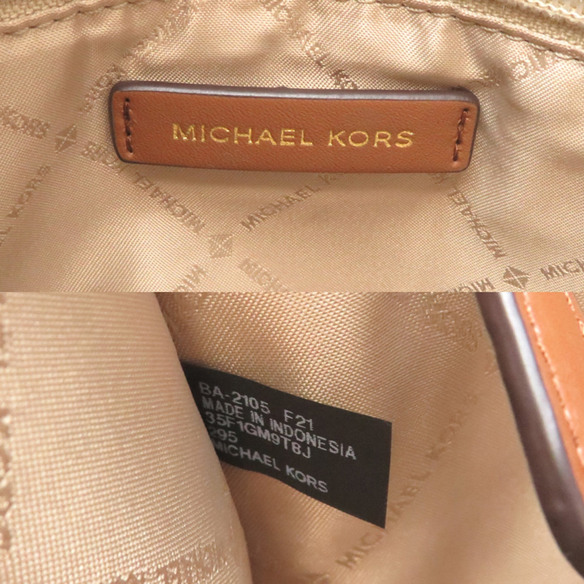 Michael Kors Brown Leather Canvas Tote Bag (Pre-Owned)