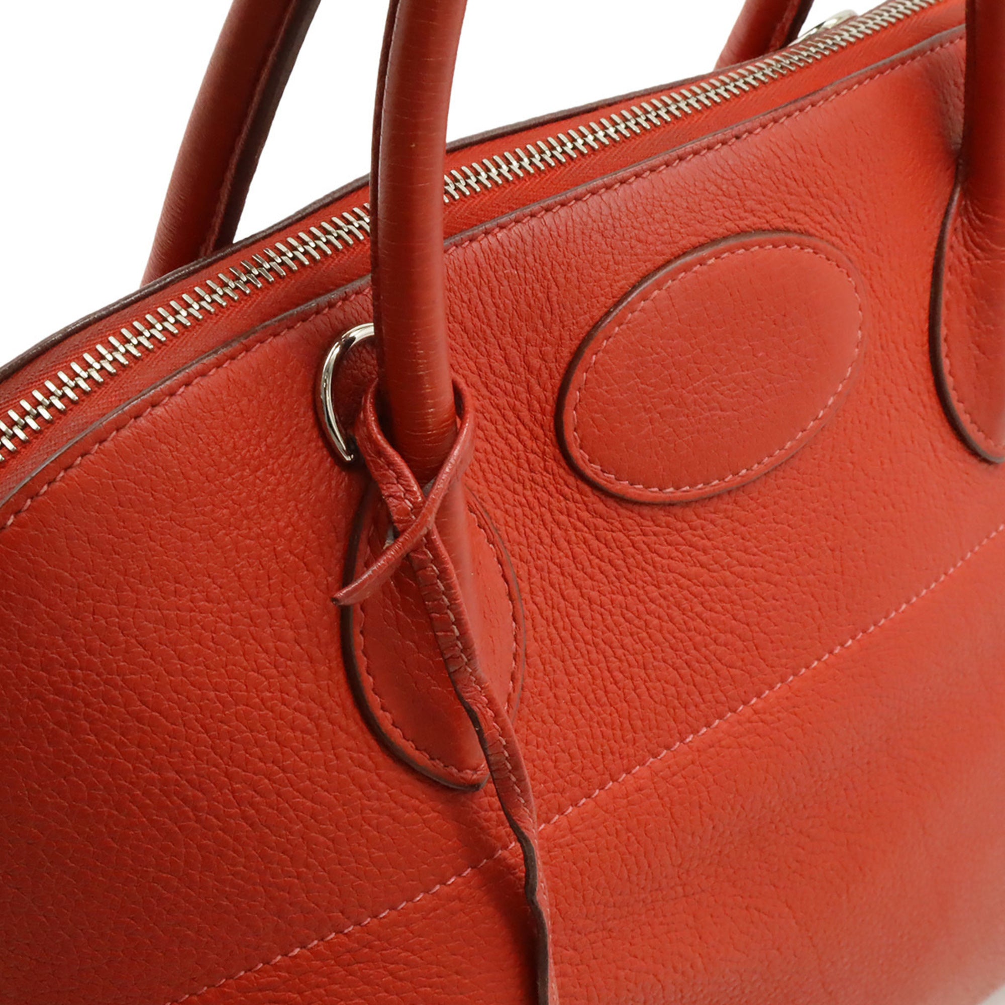 Hermes Red Color Taurillon Clemence Leather Handbag Tote Bag (Pre-Owned)
