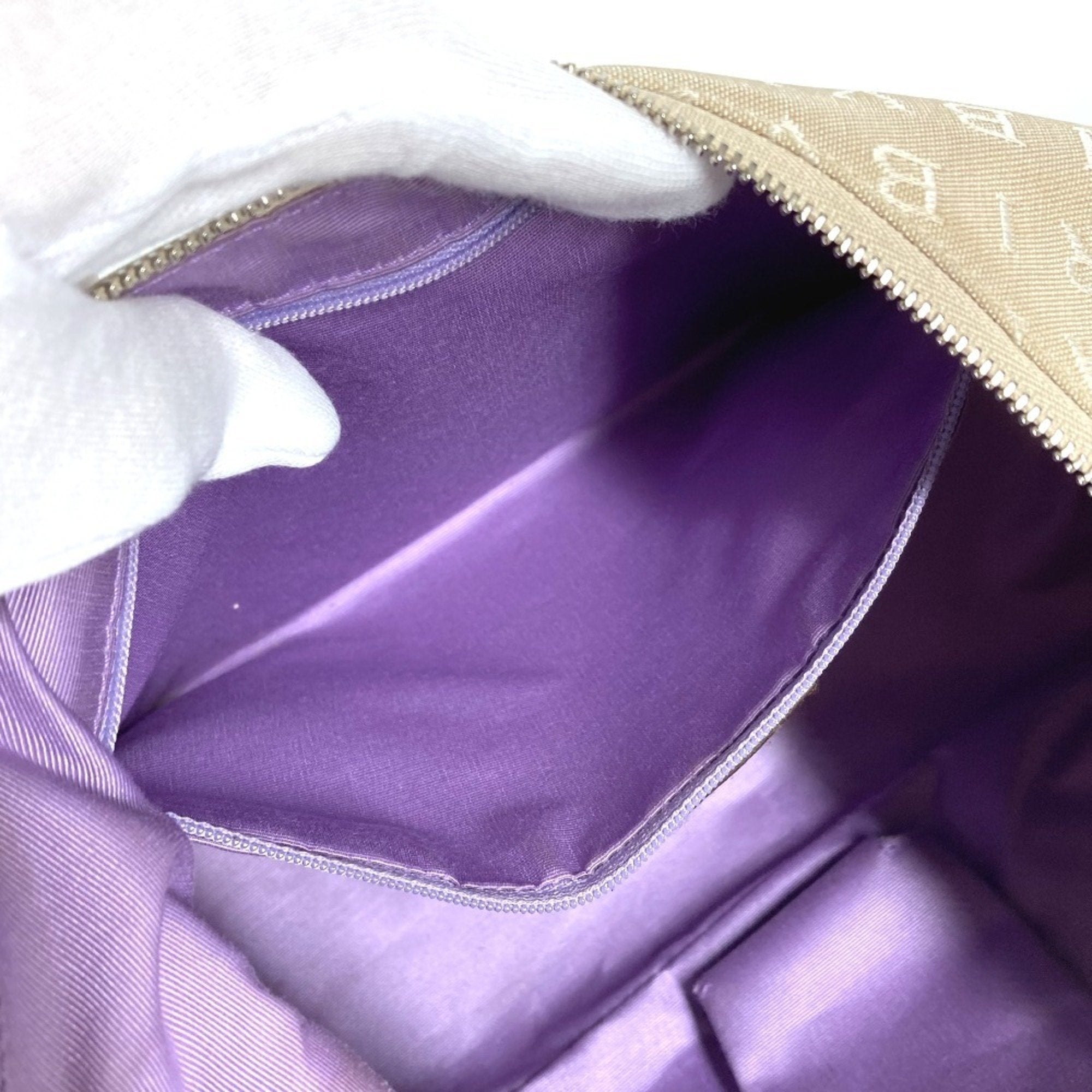 Bvlgari Logomania Beige Leather Canvas Shoulder Bag (Pre-Owned)