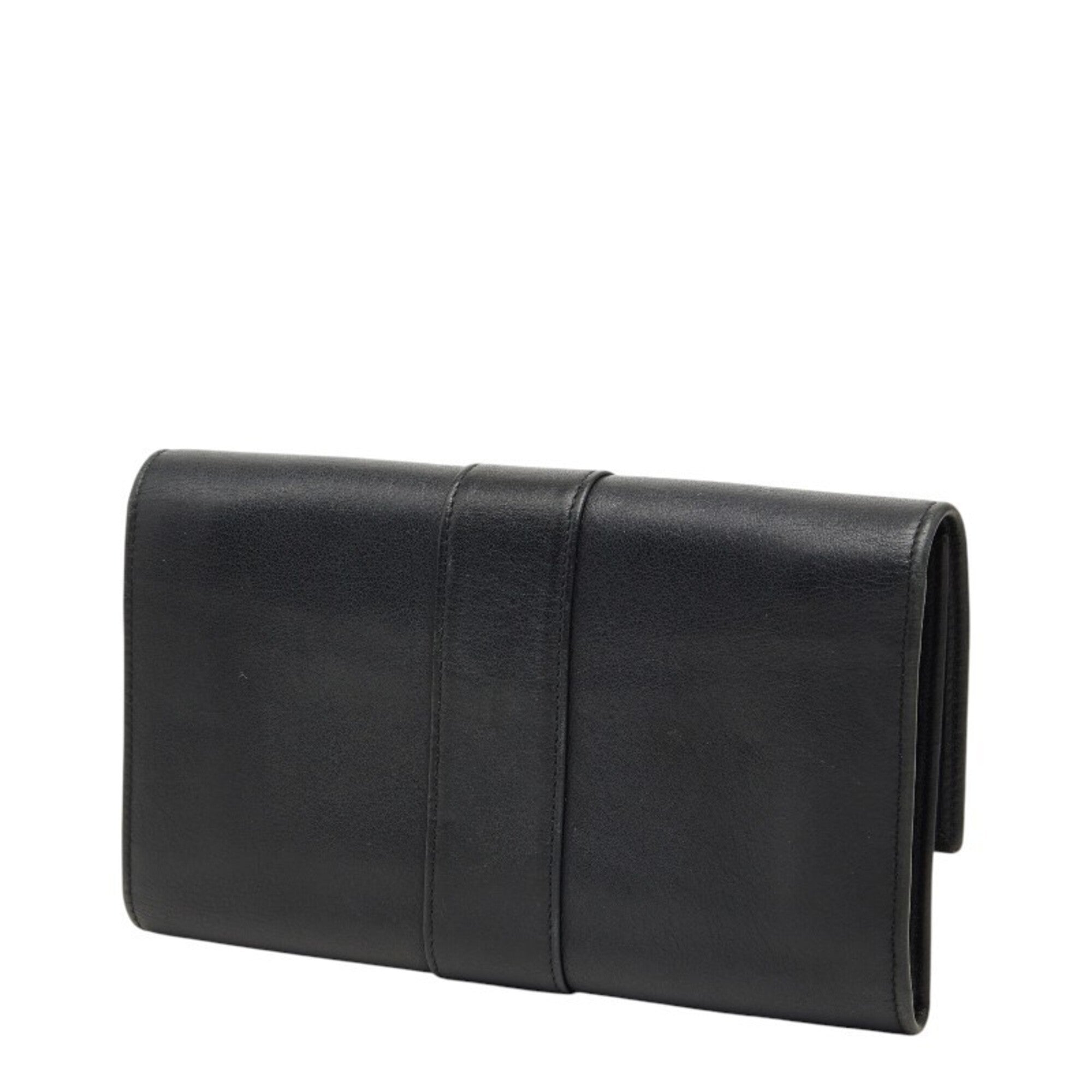 Cartier Black Leather Long Wallet (Tri-Fold) (Pre-Owned)