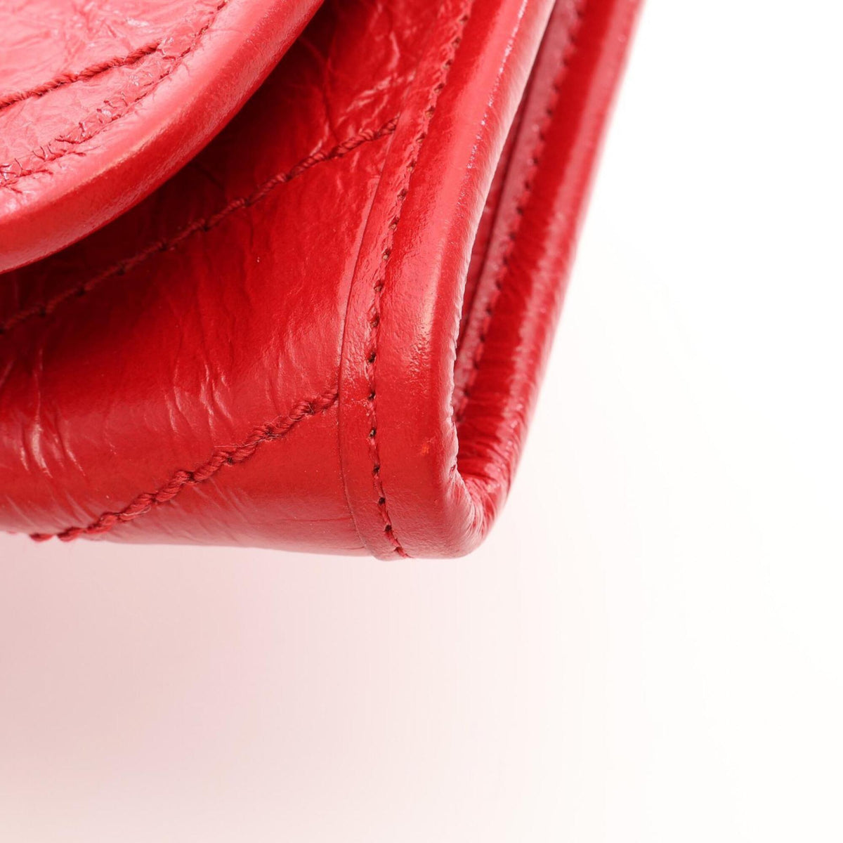 Yves Saint Laurent Red Color Leather Long Wallet (Bi-Fold) (Pre-Owned)