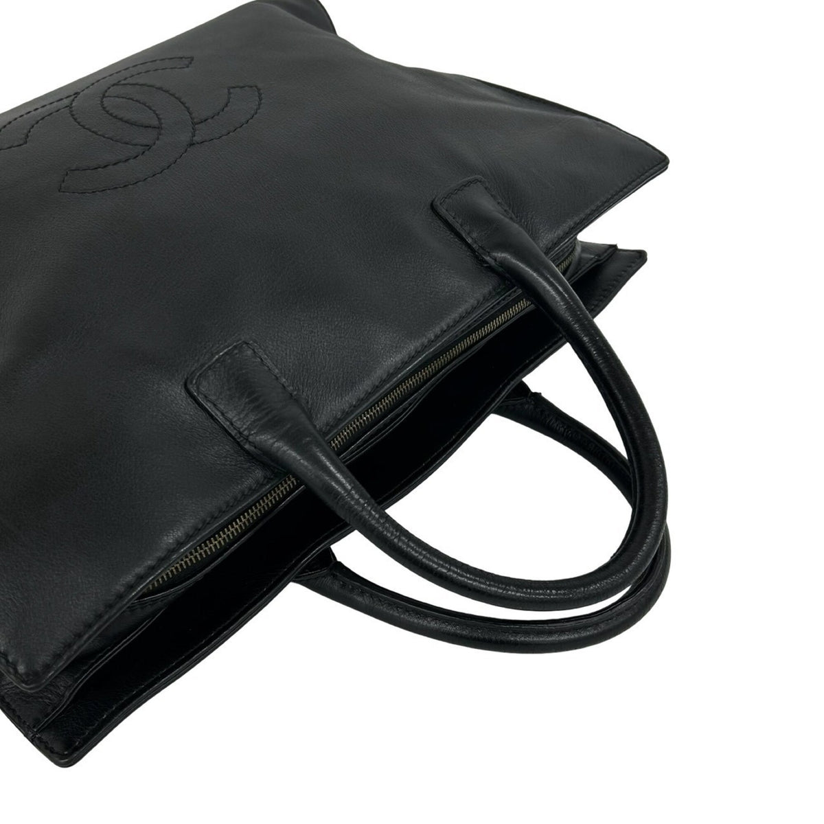 Chanel Black Leather Handbag Tote Bag (Pre-Owned)