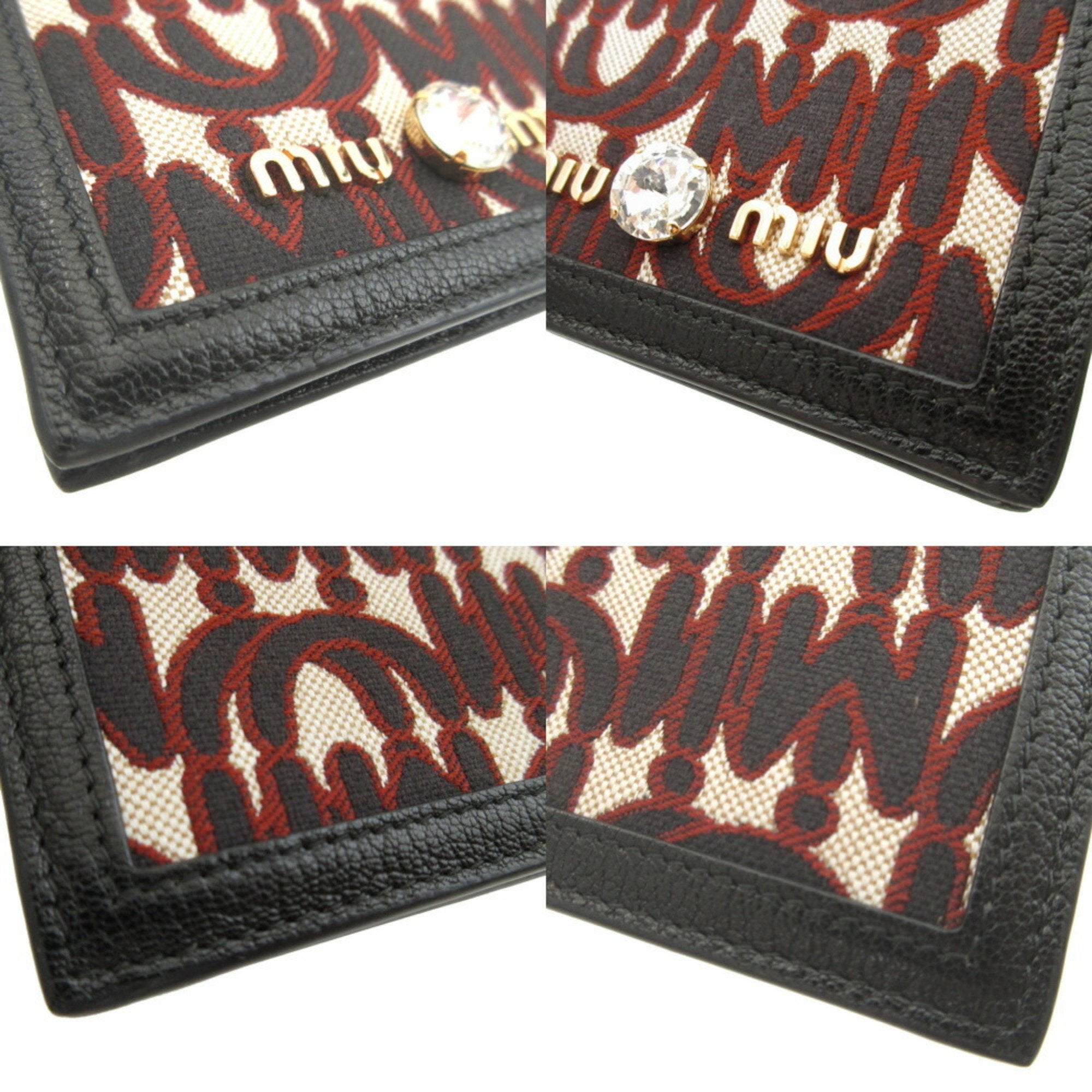 Miu Miu Black Canvas Leather Middle Wallet (Tri-Fold) (Pre-Owned)