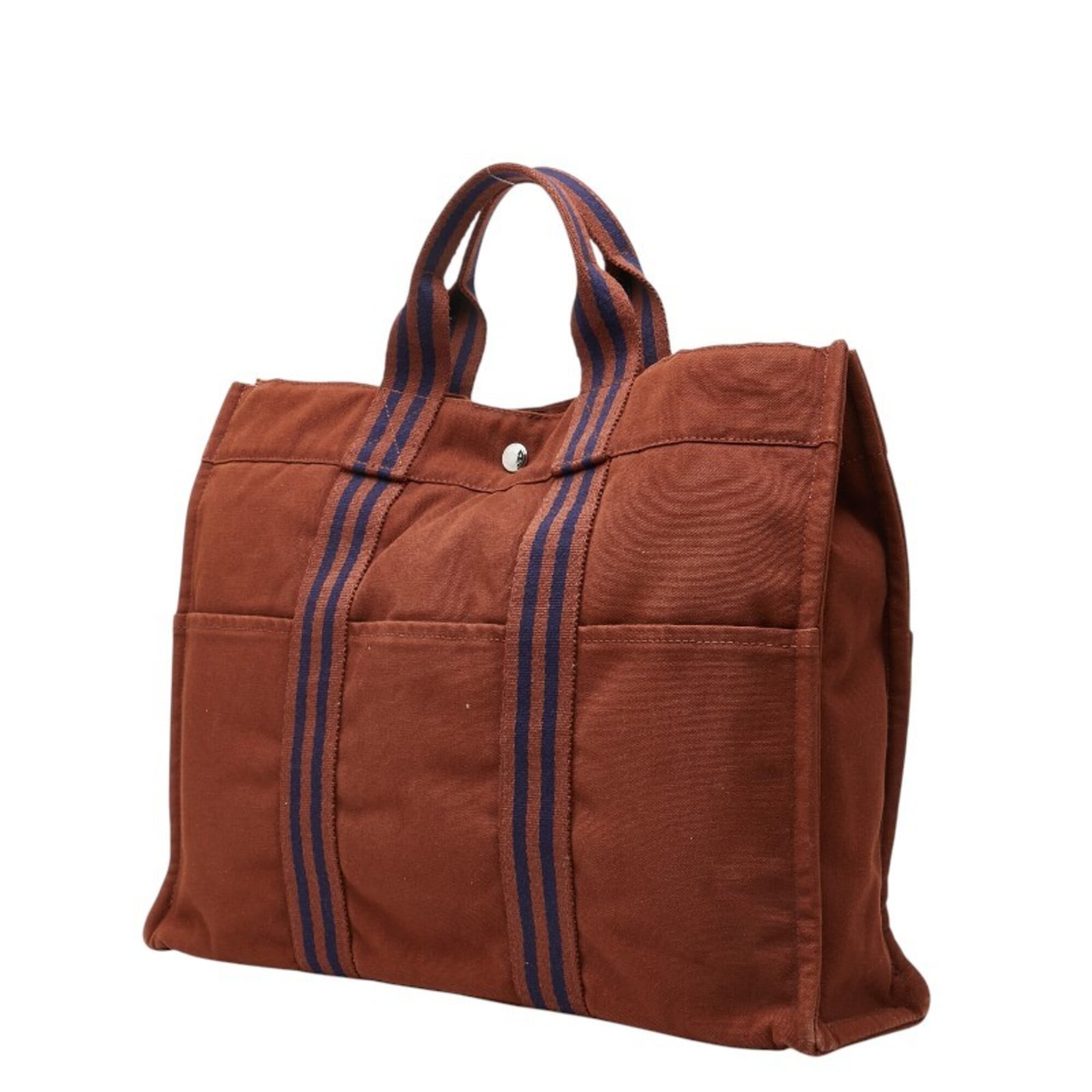 Hermes Brown Canvas Tote Bag (Pre-Owned)