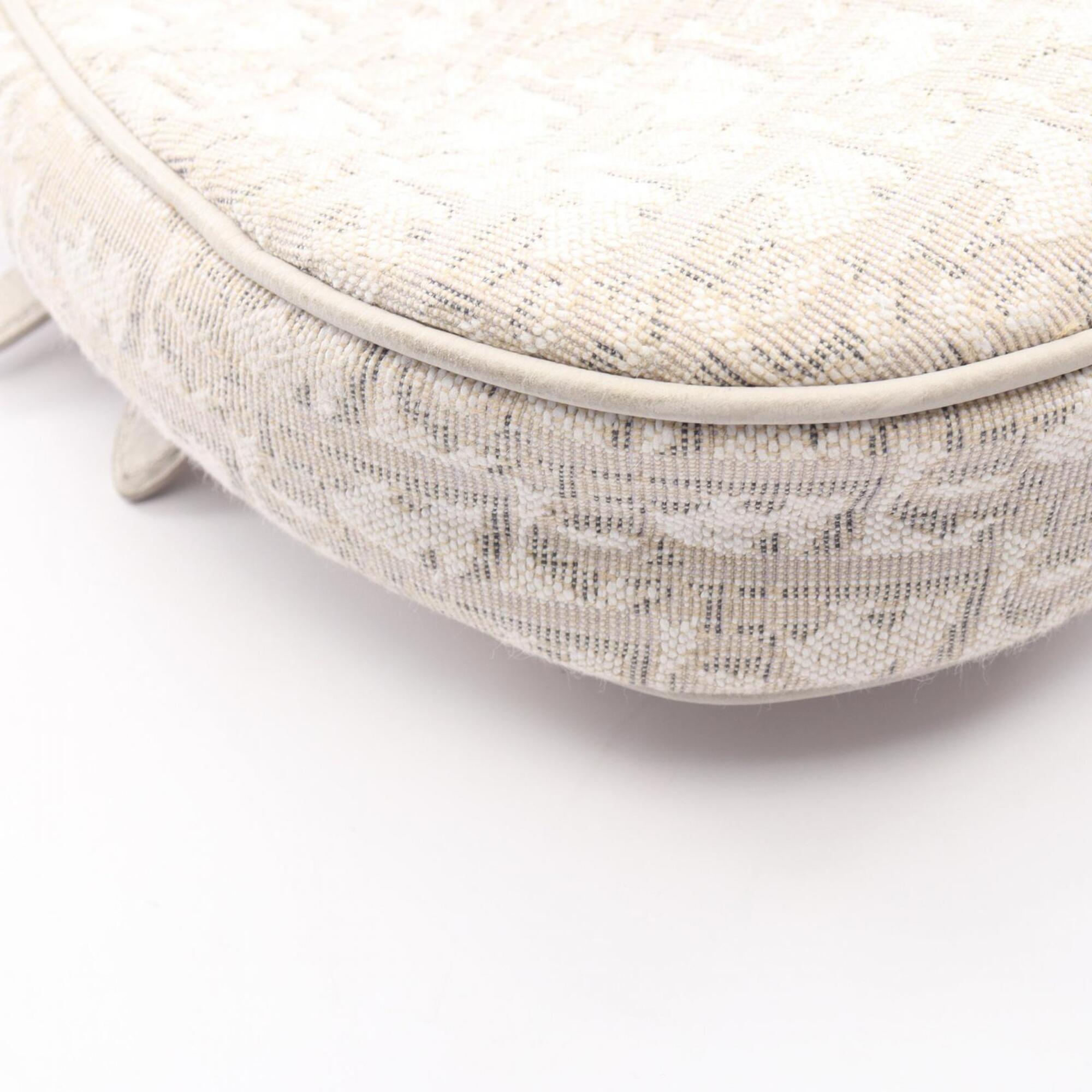Christian Dior White Canvas Fanny Pack Handbag Saddle Bag (Pre-Owned)