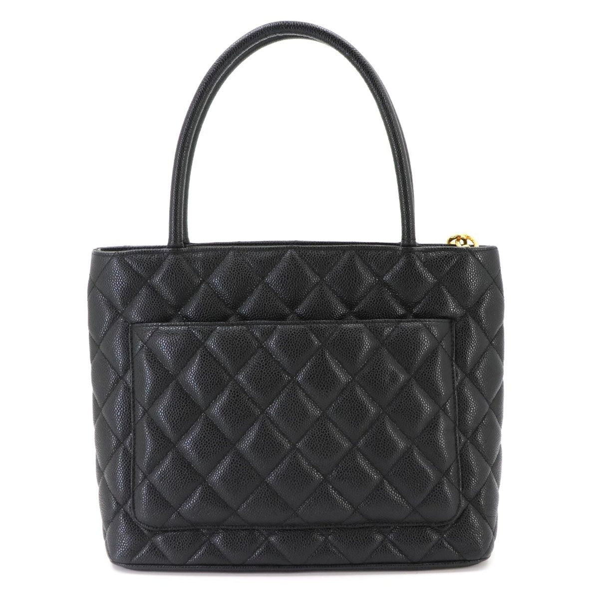 Chanel Black Grained Calfskin Handbag Tote Bag (Pre-Owned)