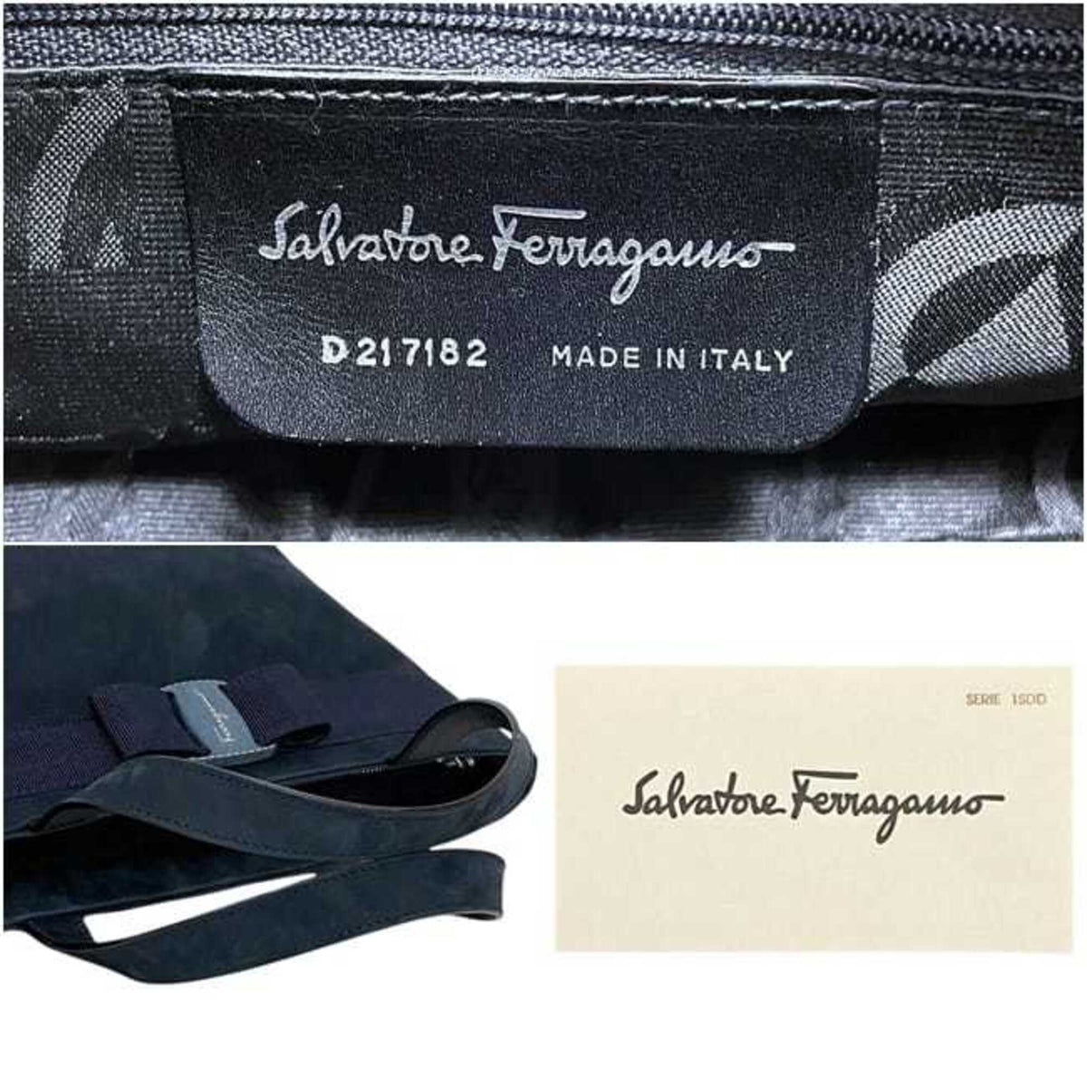Salvatore Ferragamo Navy Suede Leather Handbag (Pre-Owned)