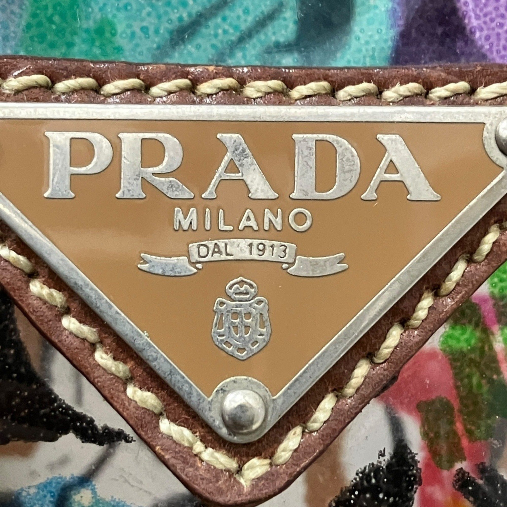 Prada Multi-Color Vinyl Leather Tote Bag (Pre-Owned)