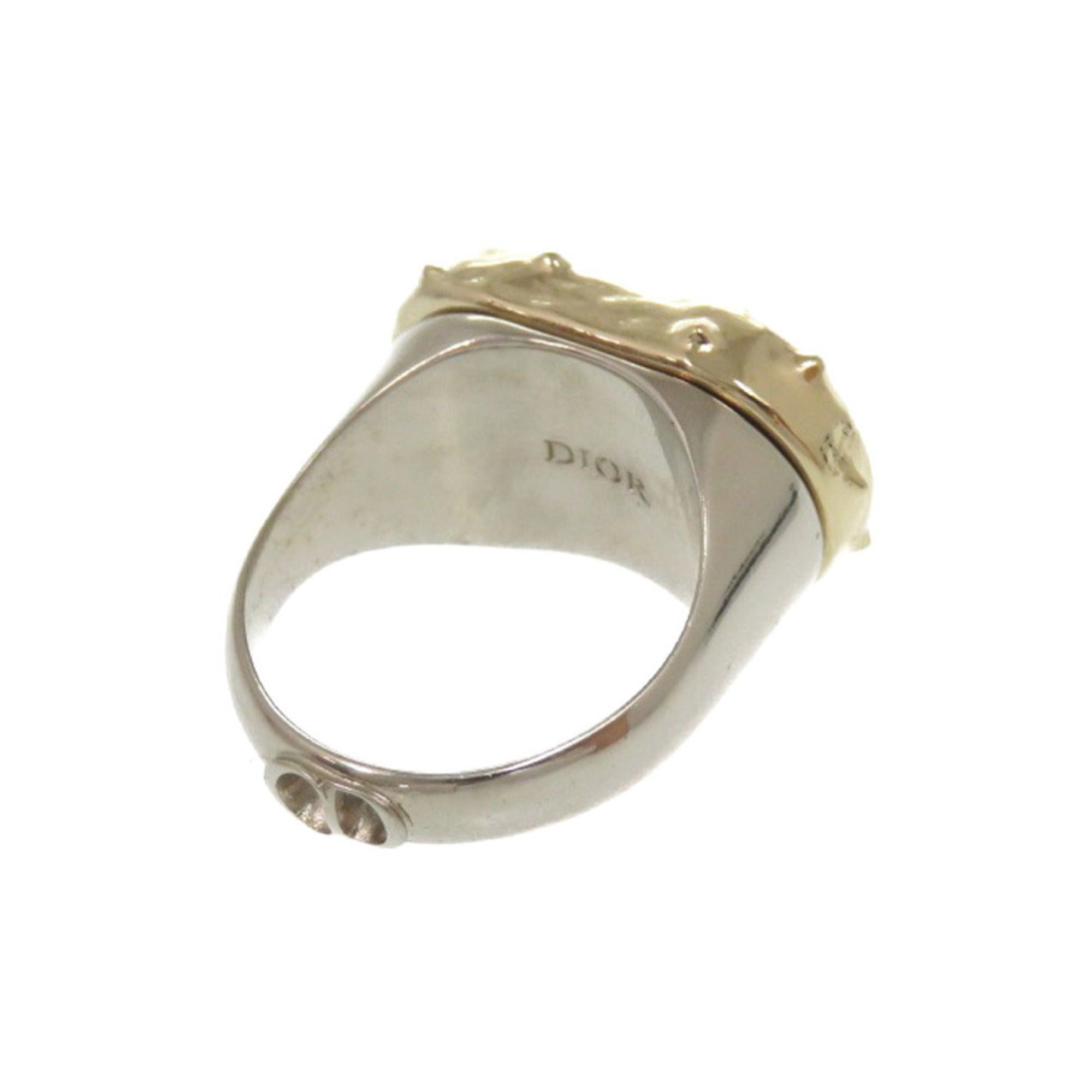 Christian Dior Gold Silver Blue Metal Band Ring (Pre-Owned)