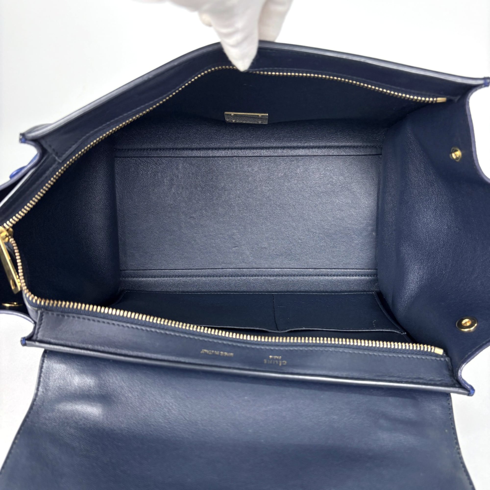 Celine Trapeze Blue Navy Leather Handbag (Pre-Owned)