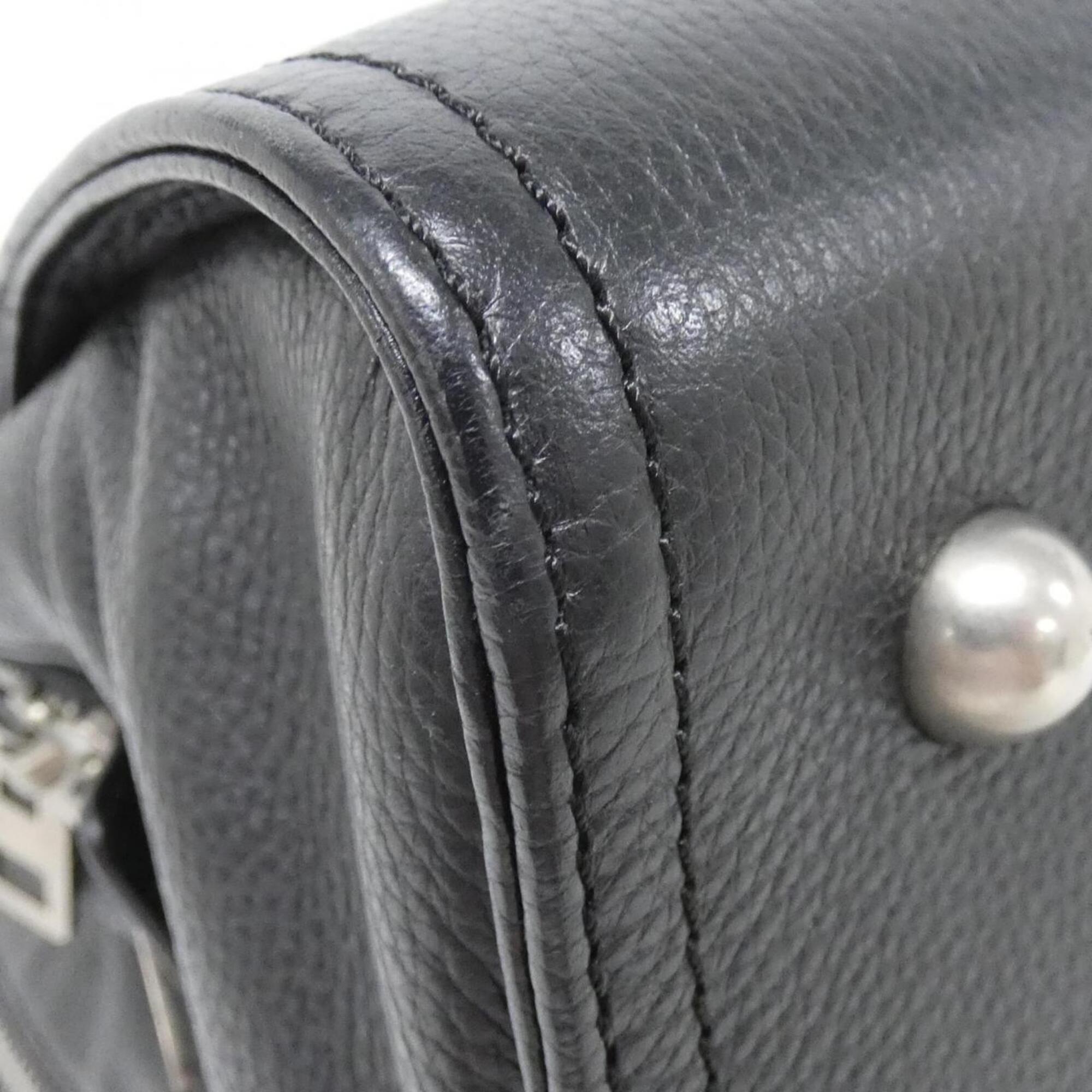 Loewe Black Leather Denim Canvas Handbag (Pre-Owned)