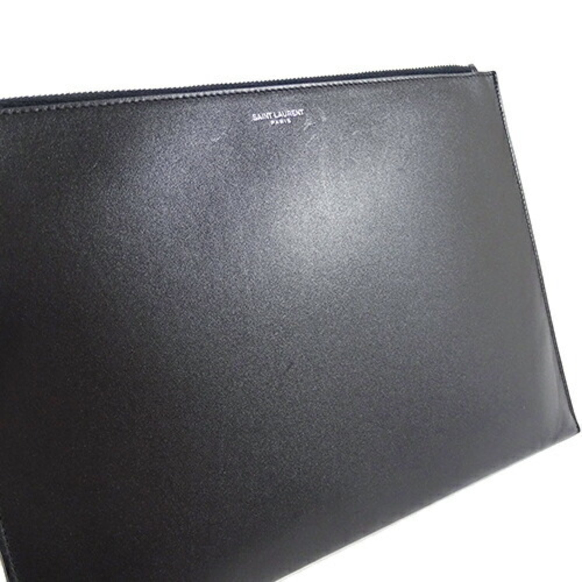 Saint Laurent Black Leather Clutch Bag (Pre-Owned)