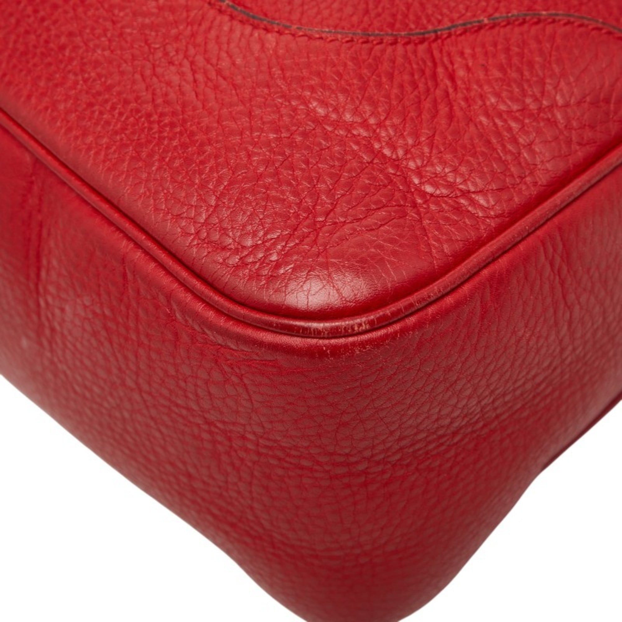 Gucci Bamboo Red Color Leather Handbag Shoulder Bag (Pre-Owned)