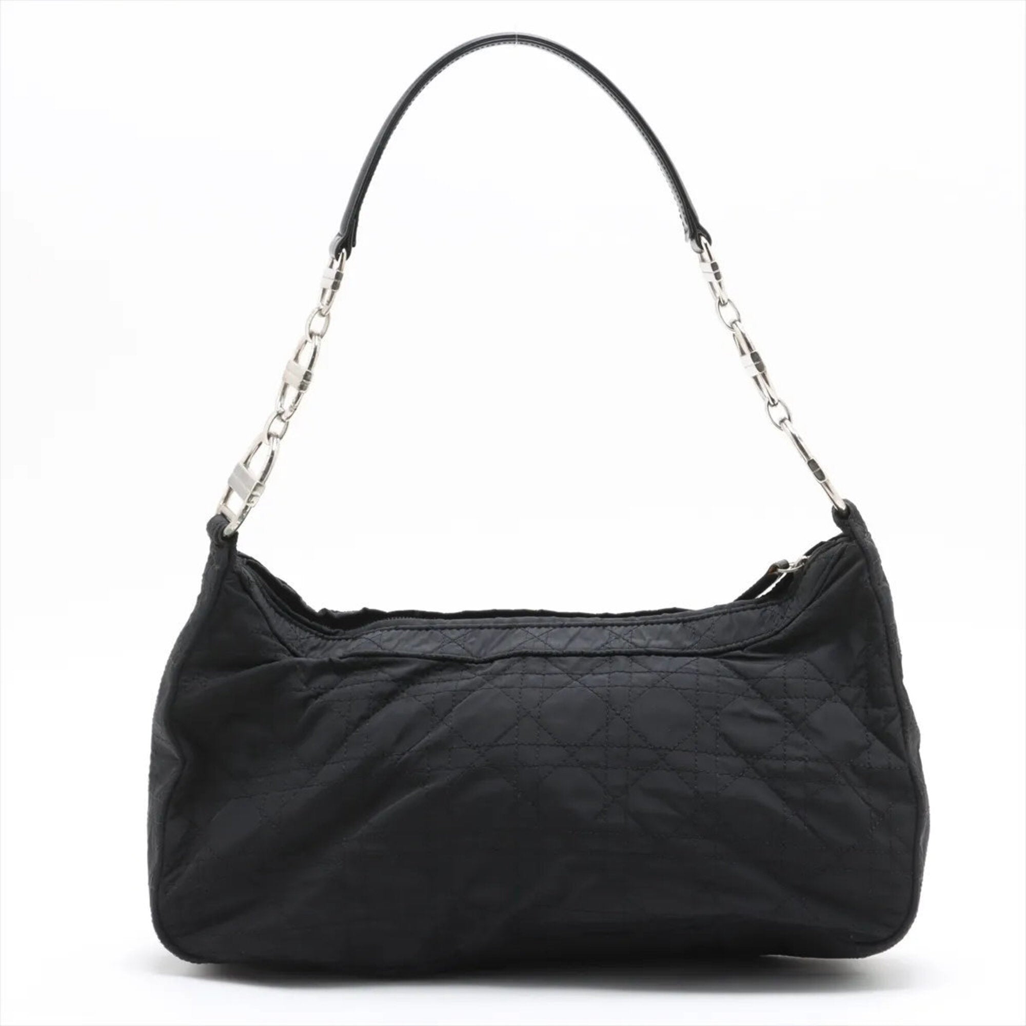 Christian Dior Black Leather Nylon Shoulder Bag Tote Bag (Pre-Owned)
