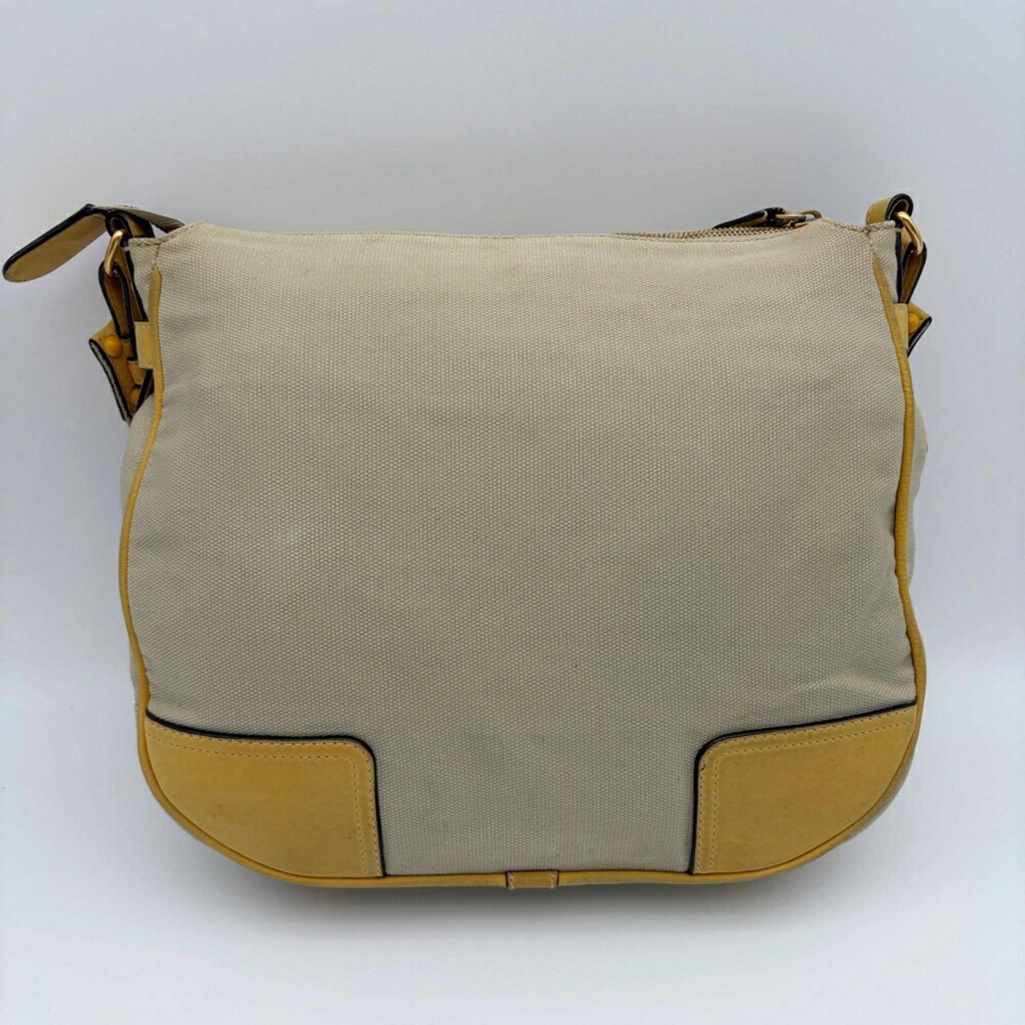 Loewe Beige Yellow Canvas Leather Shoulder Bag (Pre-Owned)