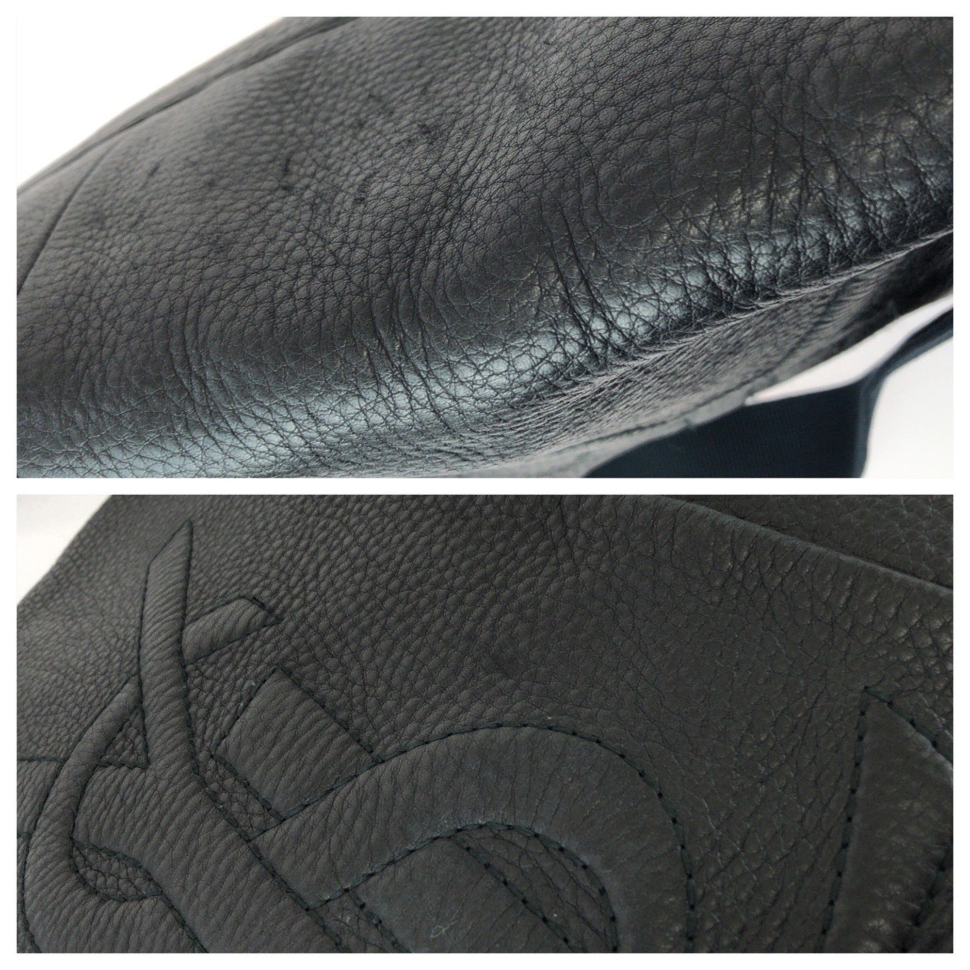 Yves Saint Laurent Black Navy Leather Messenger Bag Shoulder Bag (Pre-Owned)