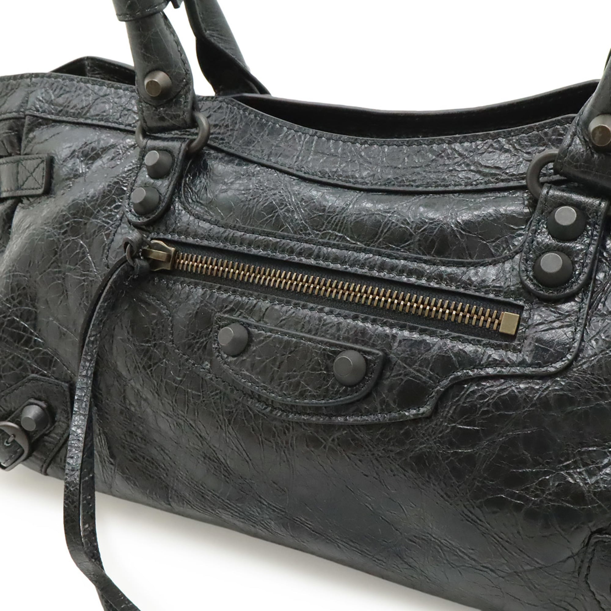 Balenciaga Black Leather Shoulder Bag Tote Bag (Pre-Owned)