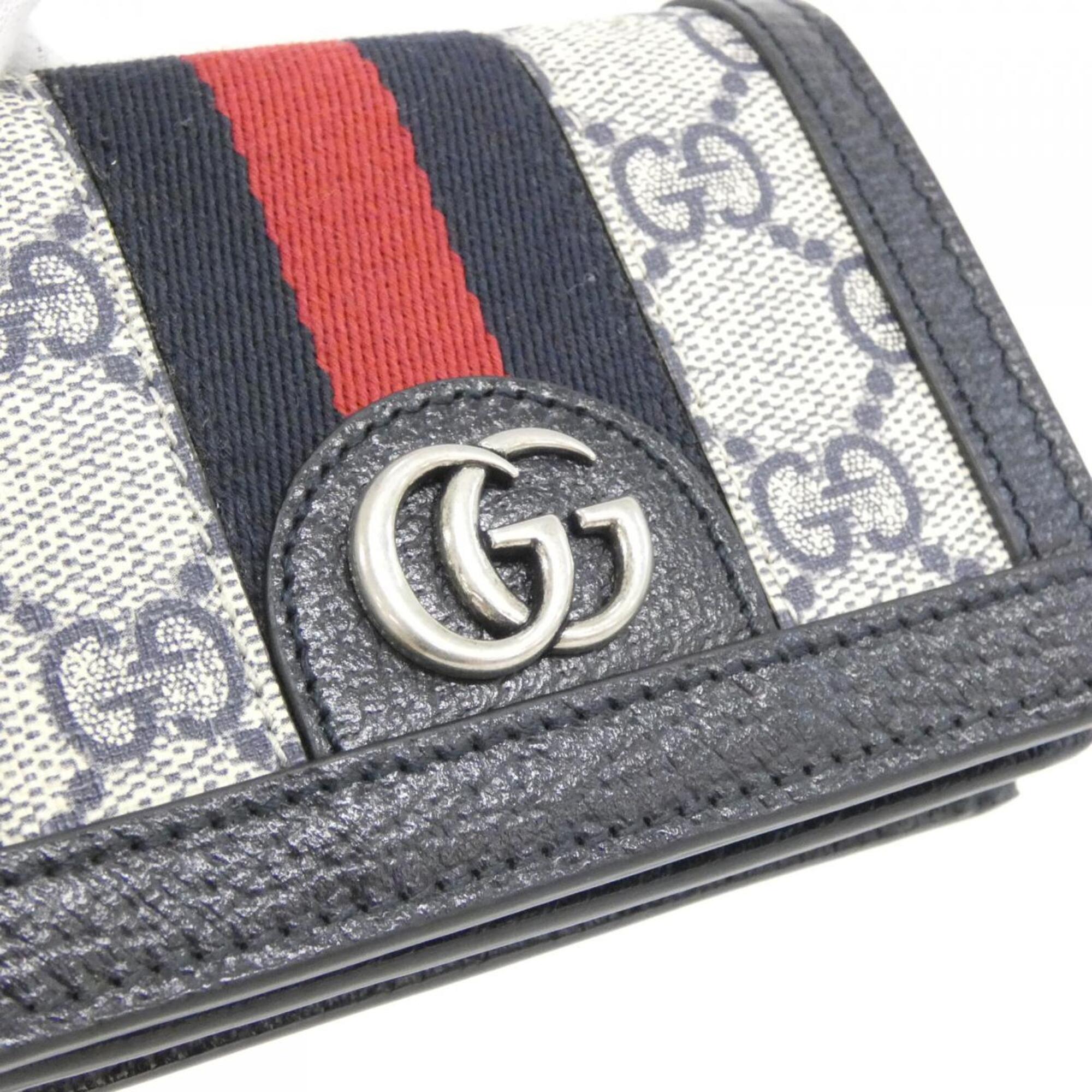 Gucci Beige Blue Gg Supreme Canvas Wallet (Bi-Fold) (Pre-Owned)