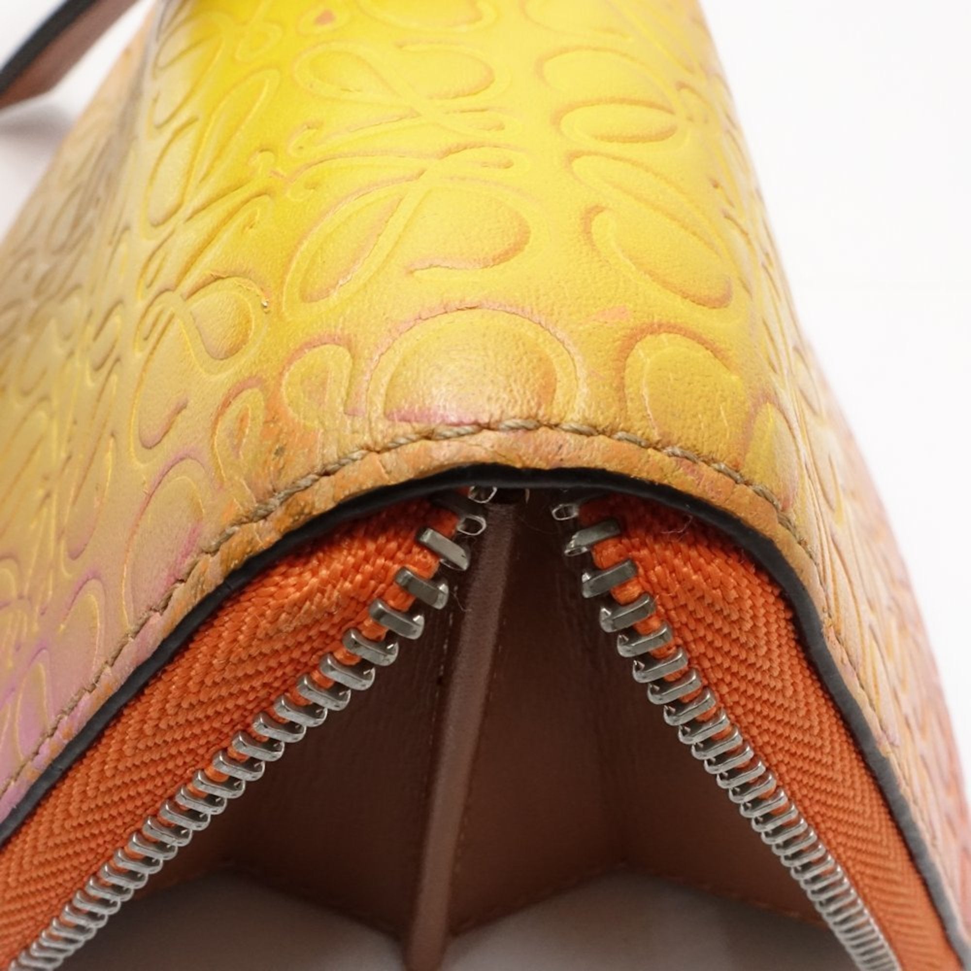 Loewe Multi-Color Orange Leather Coin Purse/Coin Case (Pre-Owned)